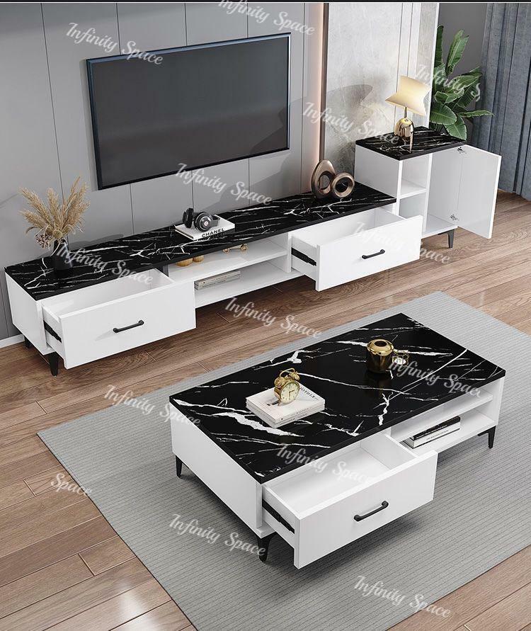 D3047 大理石紋木電視地櫃及茶几組合