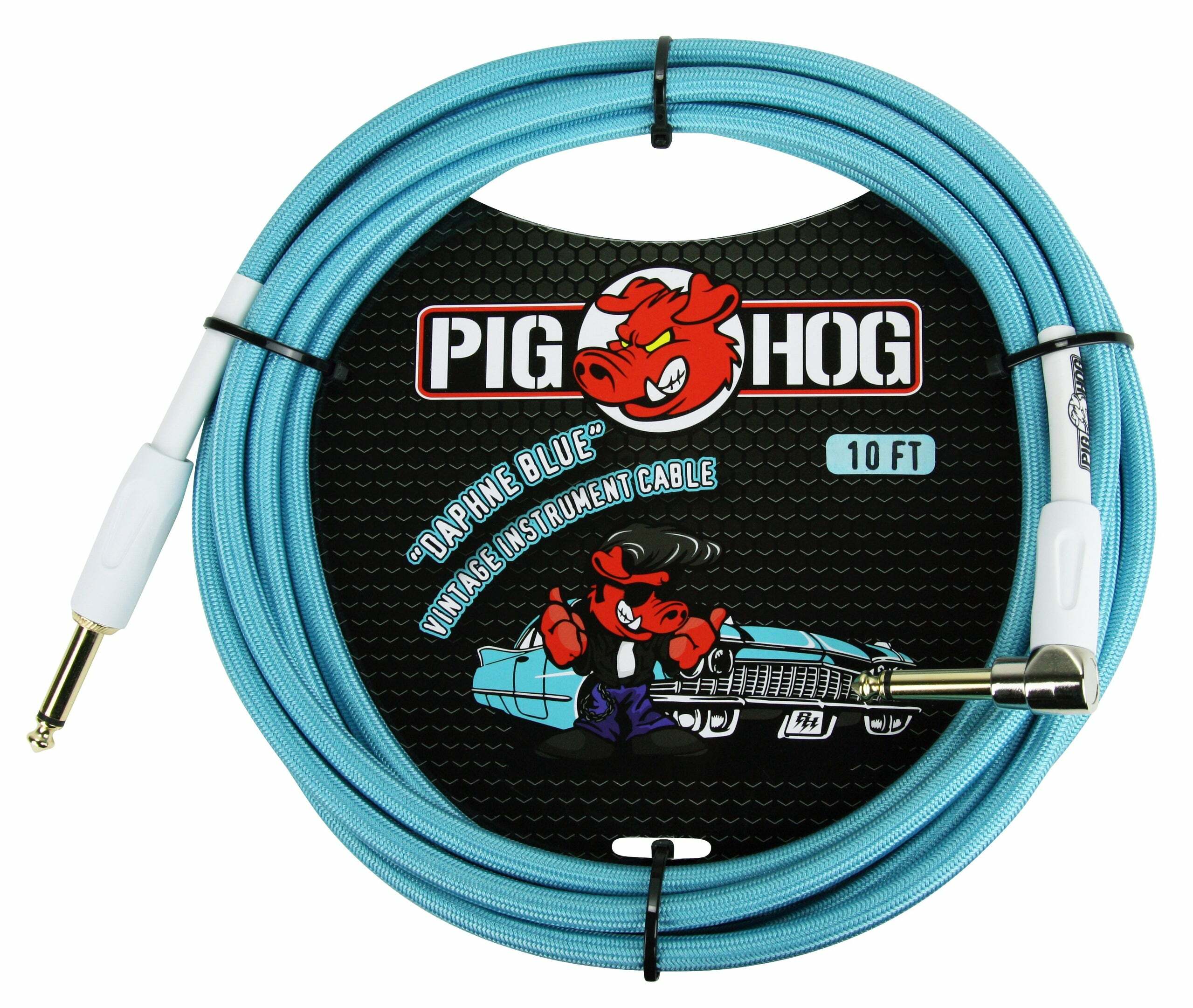 PIG HOG 編織導線 直L頭 OFC無氧銅 水藍色 Daphne Blue｜ PCH10DBR(10呎) / PCH20DBR(20呎)