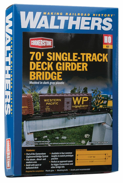Walthers 933-4507 HO scale 70' Single-Track Railroad Deck Girder Bridge -- Kit