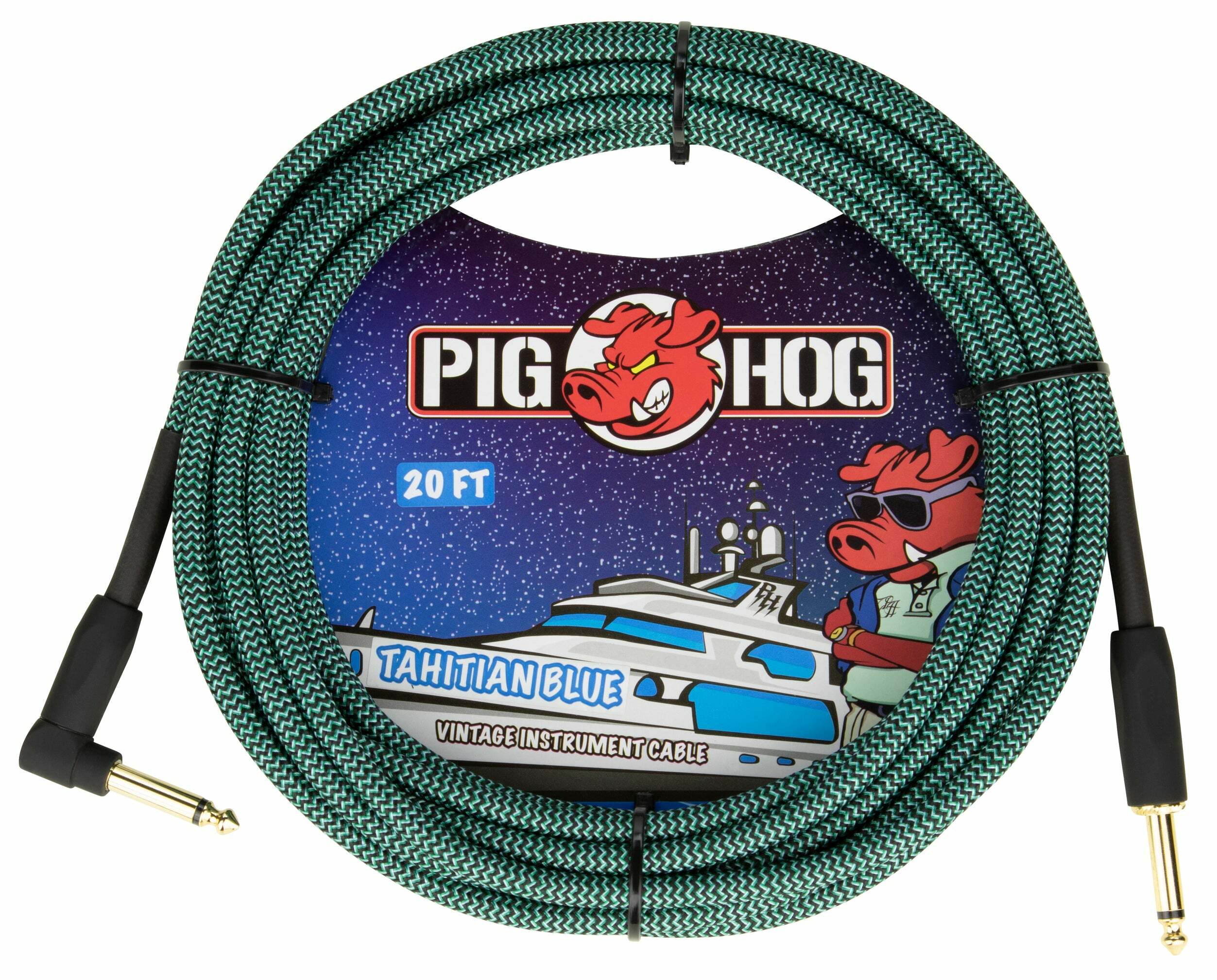 PIG HOG 編織導線 直L頭 OFC無氧銅 墨綠色 Tahitian Blue｜ PCH10TABR(10呎) / PCH20TABR(20呎)