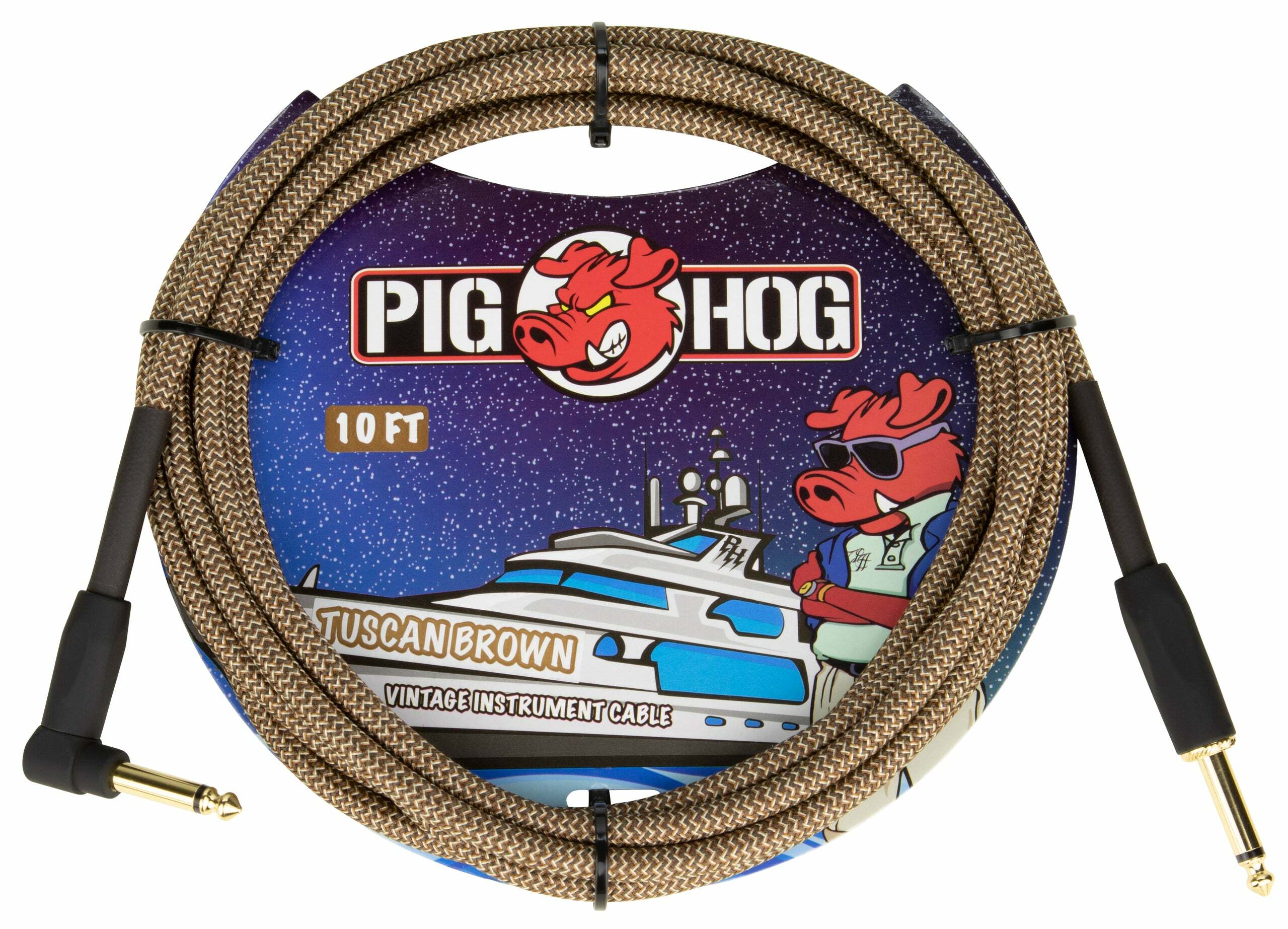 PIG HOG 編織導線 直L頭 OFC無氧銅 咖啡色 Tuscan Brown｜ PCH10TBRR(10呎) / PCH20TBRR(20呎)