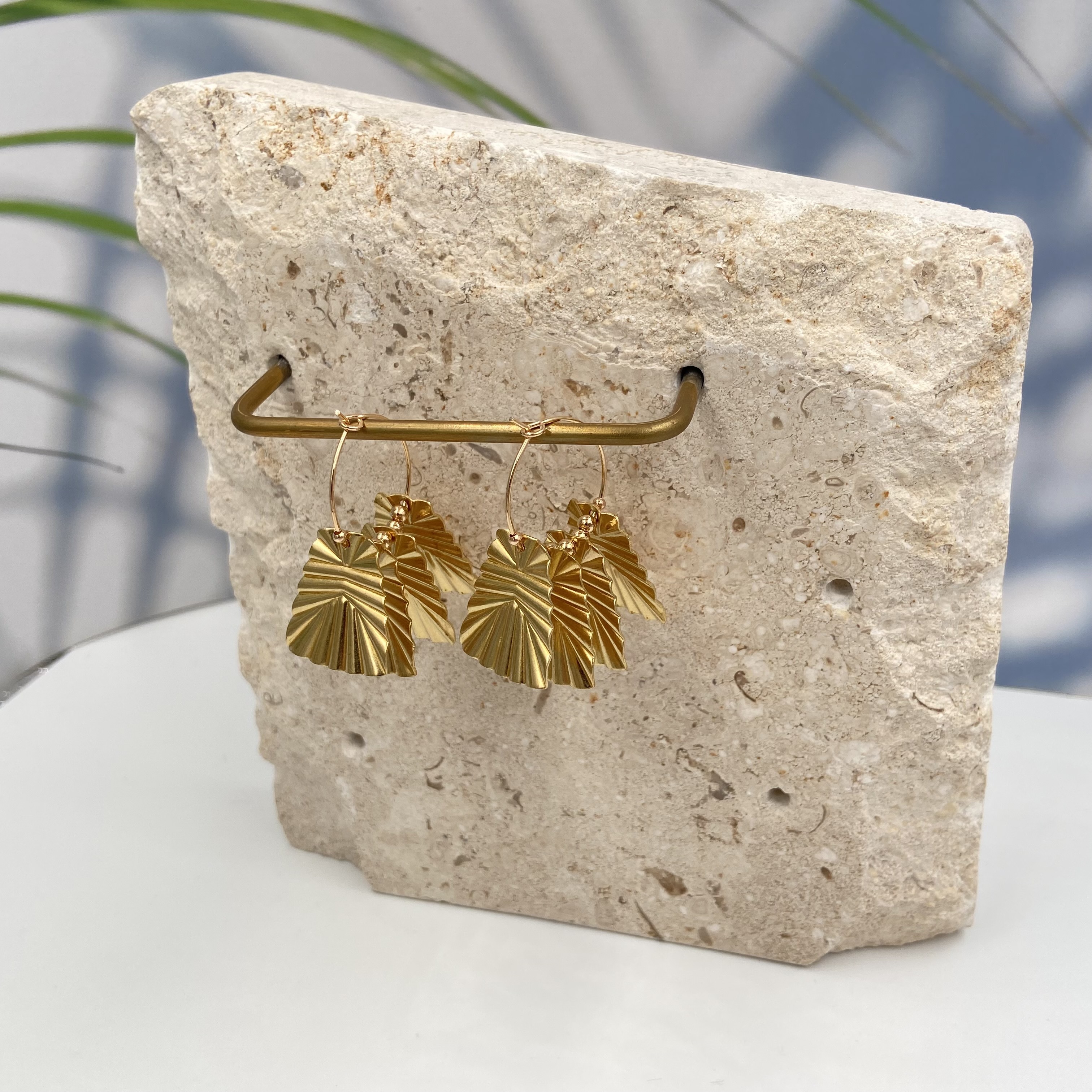 COLE COOL簡約黃銅多層次14K包金耳環