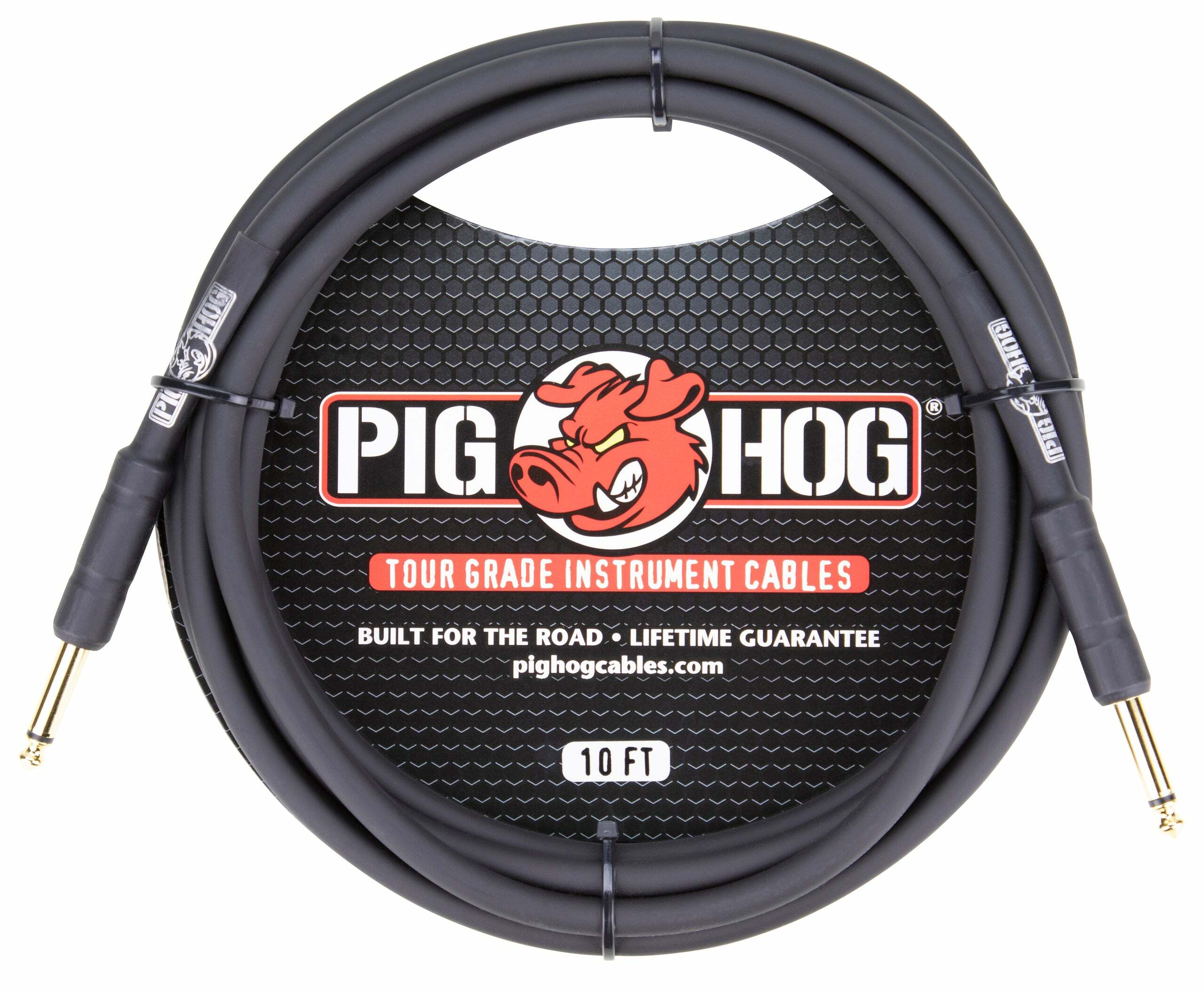 PIG HOG 樂器導線 10呎(3.05m) 黑色 線徑8mm｜PH10 雙直頭 / PH10R 直L頭
