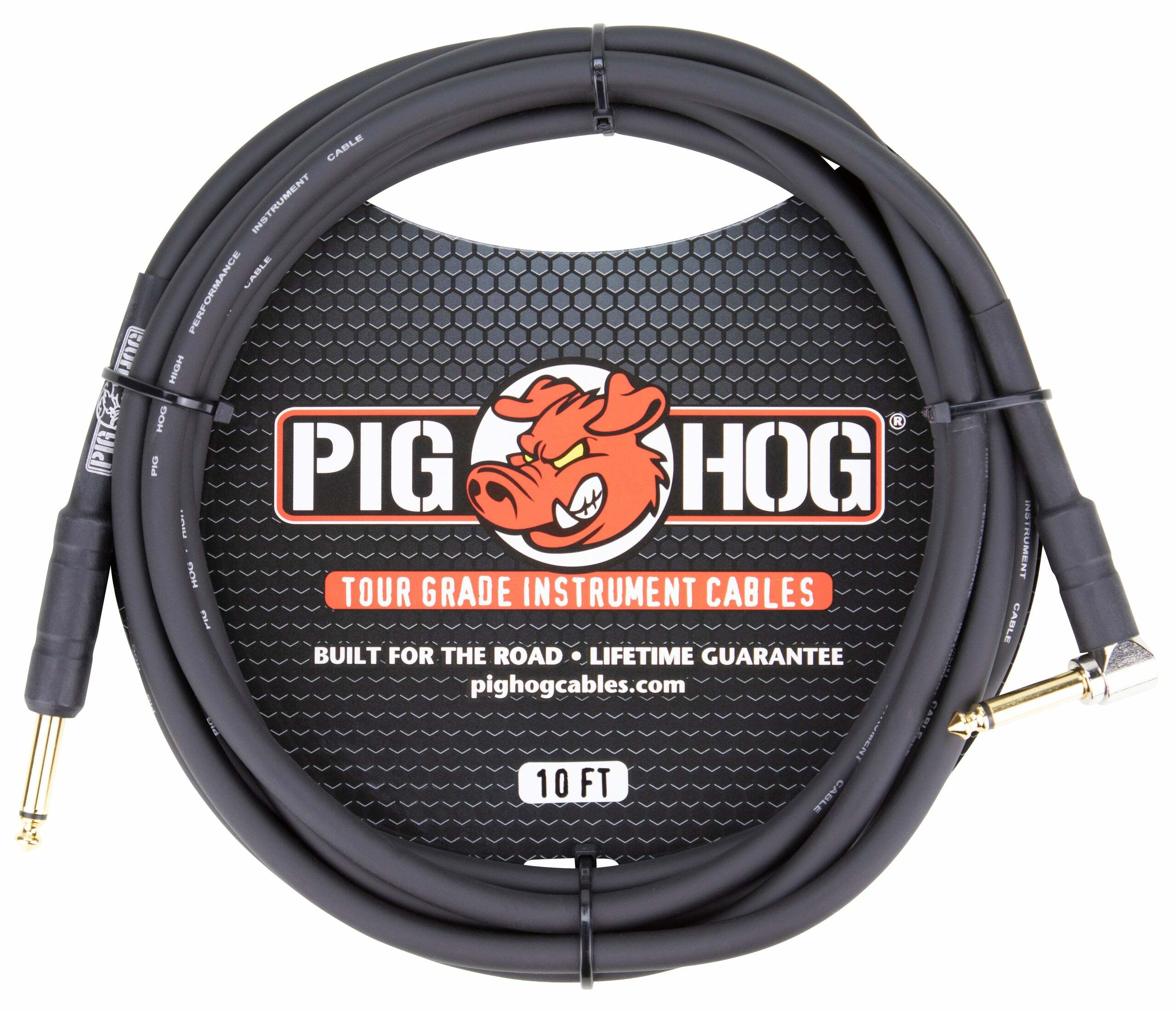 PIG HOG 樂器導線 10呎(3.05m) 黑色 線徑8mm｜PH10 雙直頭 / PH10R 直L頭