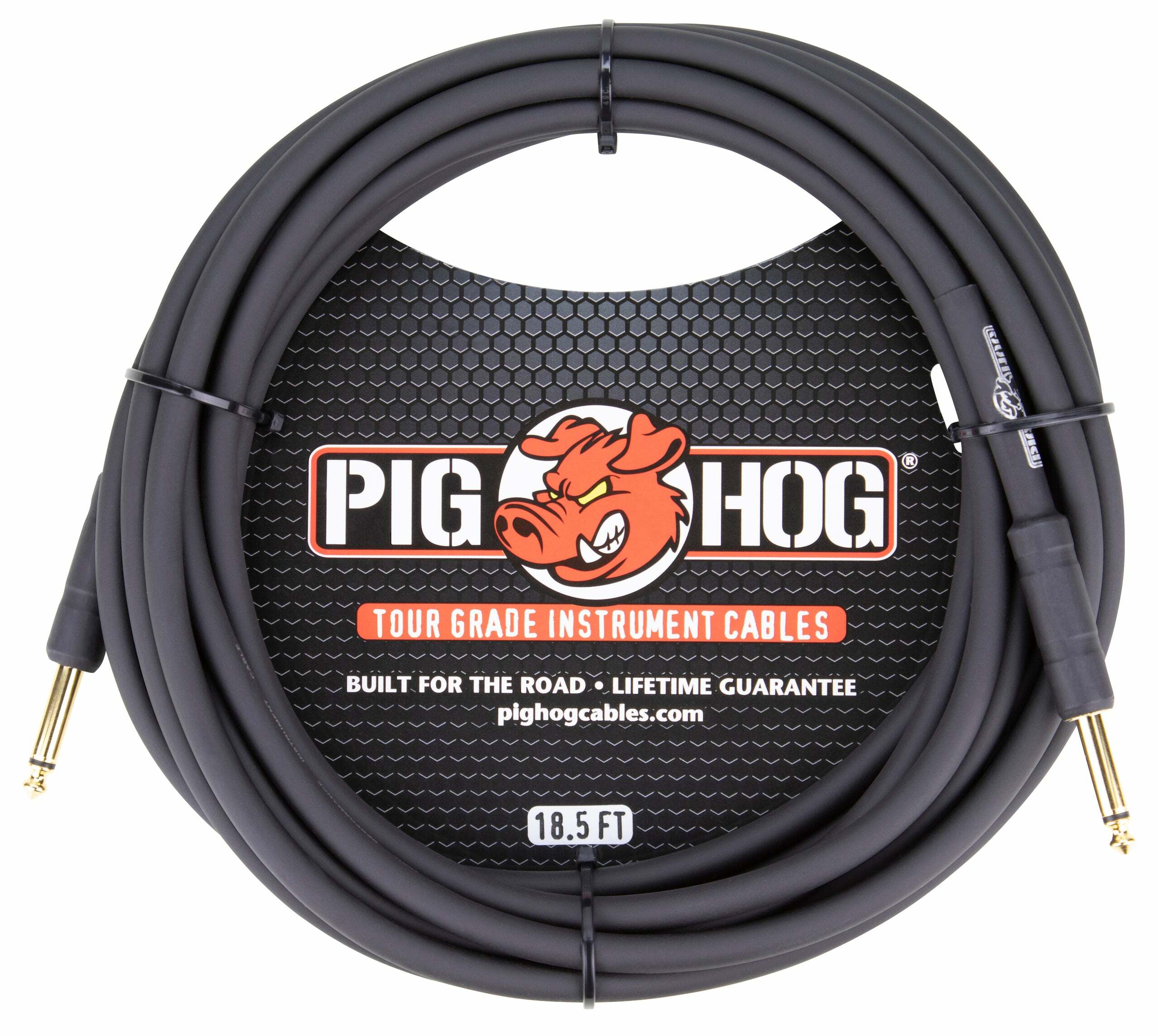 PIG HOG 樂器導線 18.5呎(5.6m) 黑色 線徑8mm｜PH186 雙直頭 / PH186R 直L頭