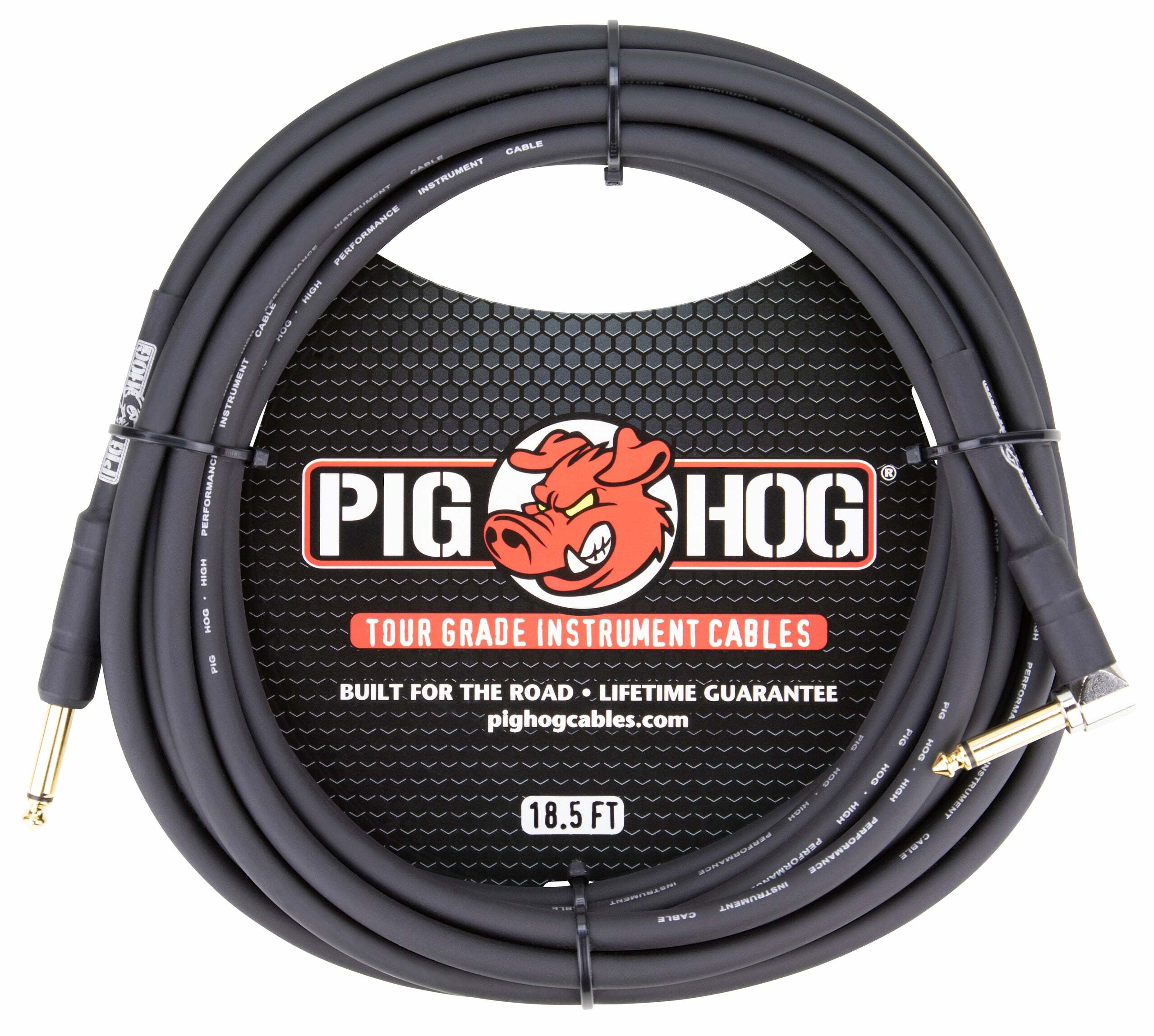PIG HOG 樂器導線 18.5呎(5.6m) 黑色 線徑8mm｜PH186 雙直頭 / PH186R 直L頭