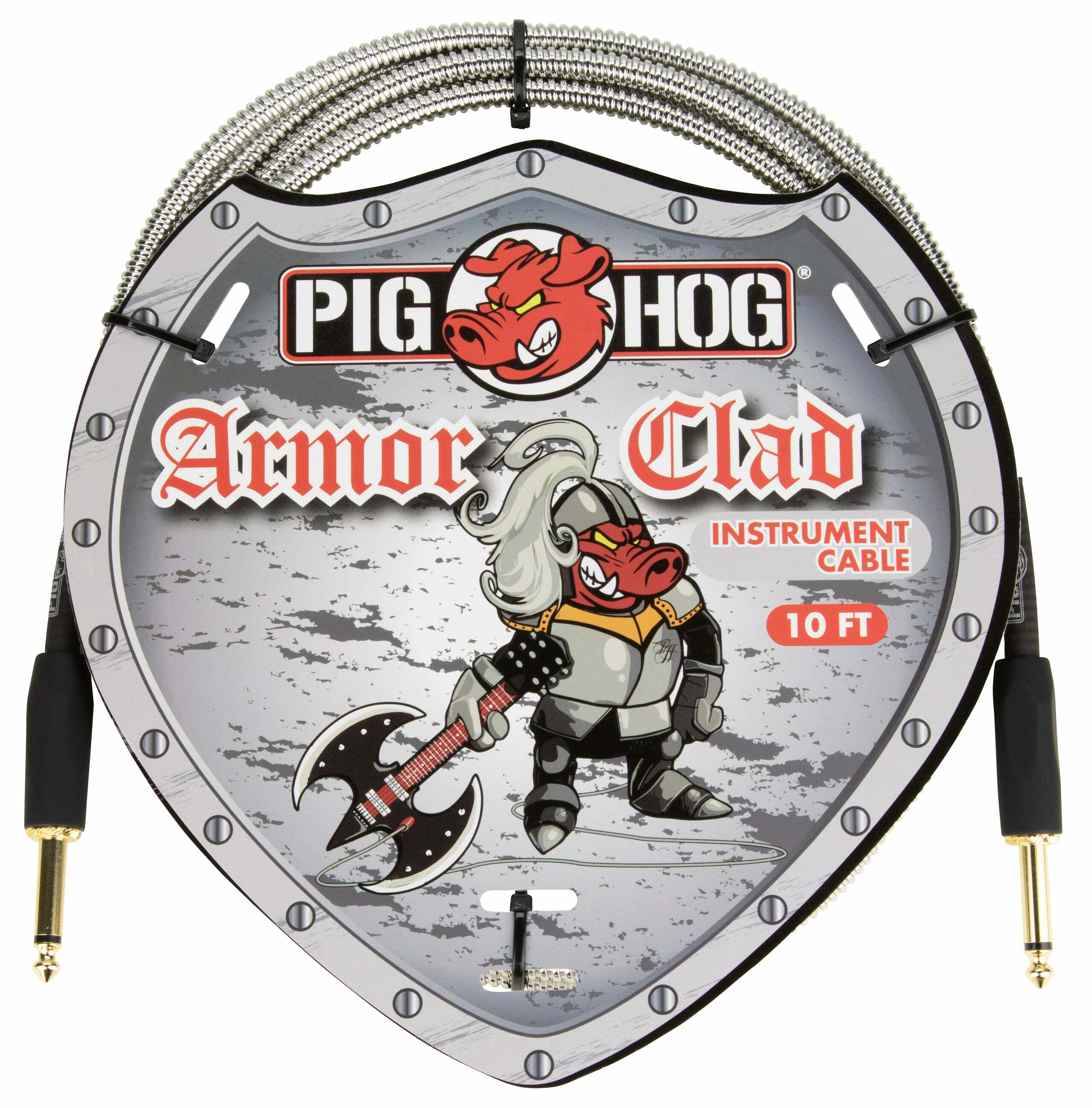 PIG HOG 樂器導線 10呎(3.05m) 金屬外皮｜PHAC-10 雙直頭 / PHAC-10R 直L頭