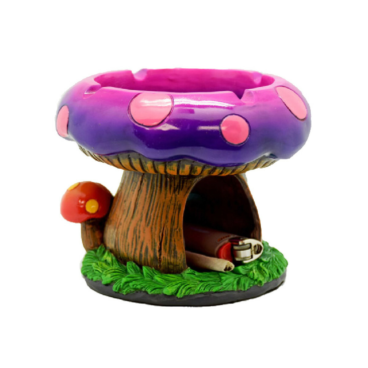FANTASTICAL MUSHROOM HOUSE ASHTRAY WITH STORAGE 5.5"