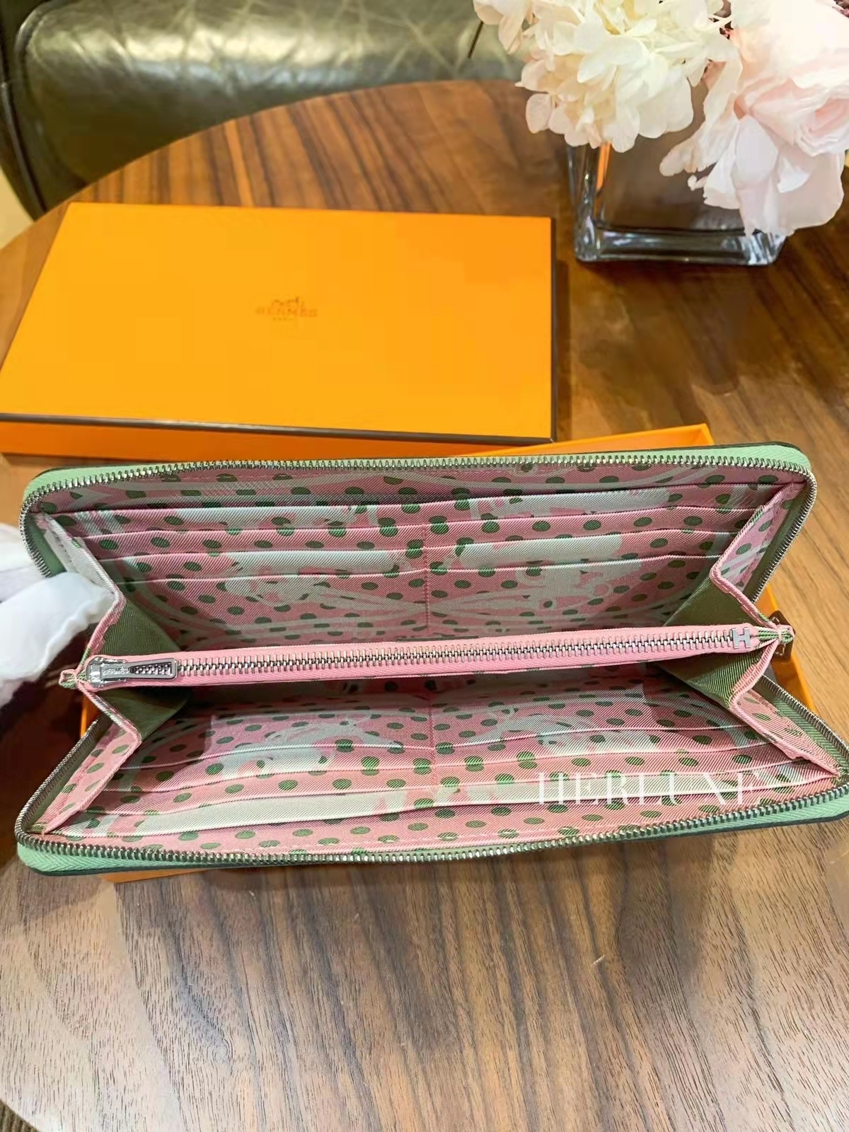 Silkin wallet 3i vert criquet epsom
