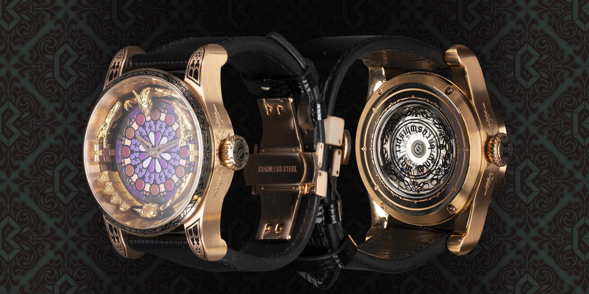 錶面與背透鏡面-歐洲精品工藝級《聖喬治與龍》哥德式機械錶
