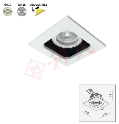 GD-1641 方形暗裝筒燈 (外白內黑)