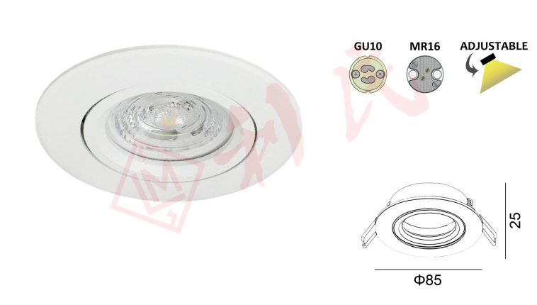 A99 圓形暗裝筒燈 (白色/黑色/銀色)