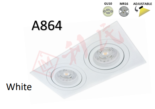 A864 方形孖頭暗裝筒燈 (白色/黑色/銀色)