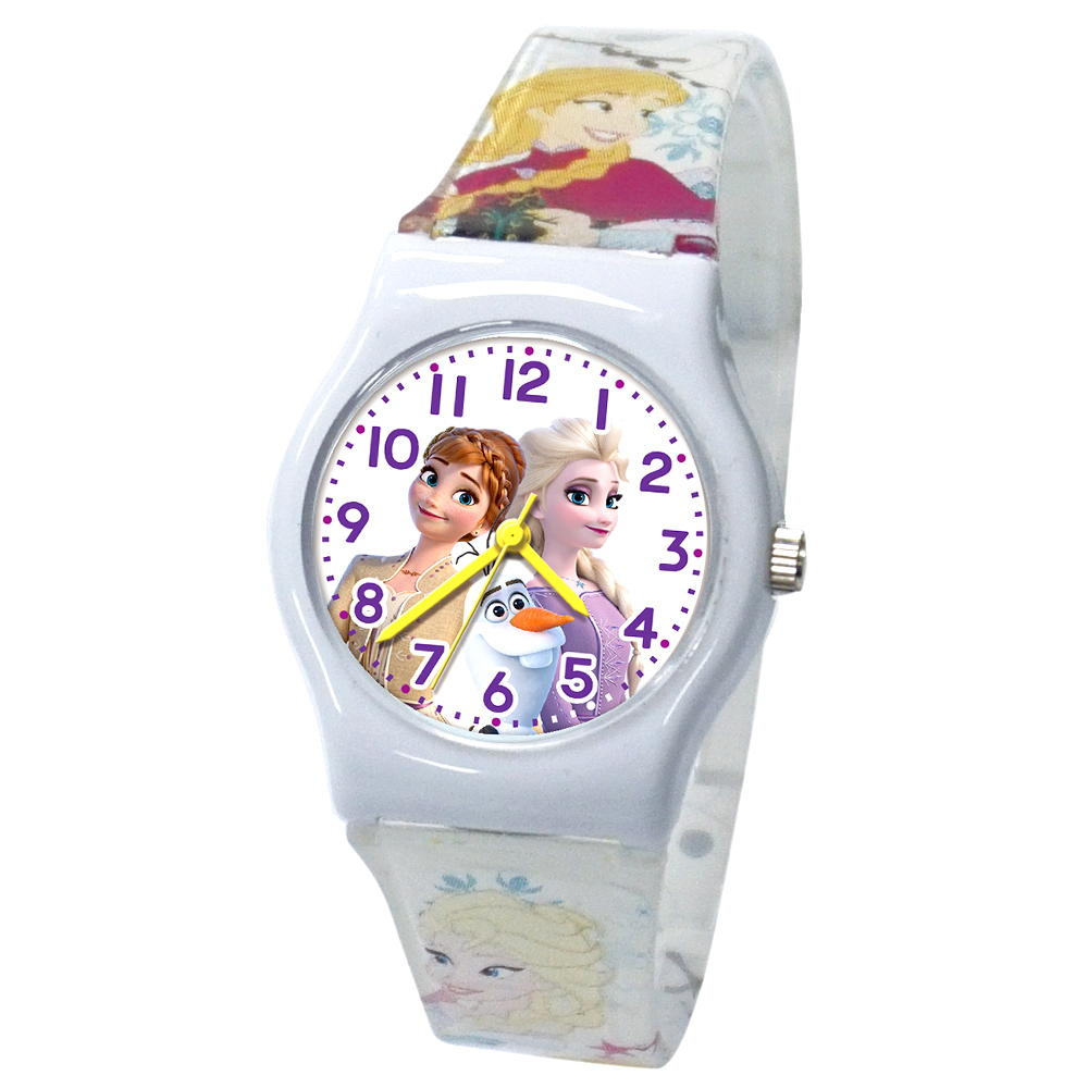 【迪士尼】冰雪奇緣姊妹與雪寶卡通手錶 (白09)