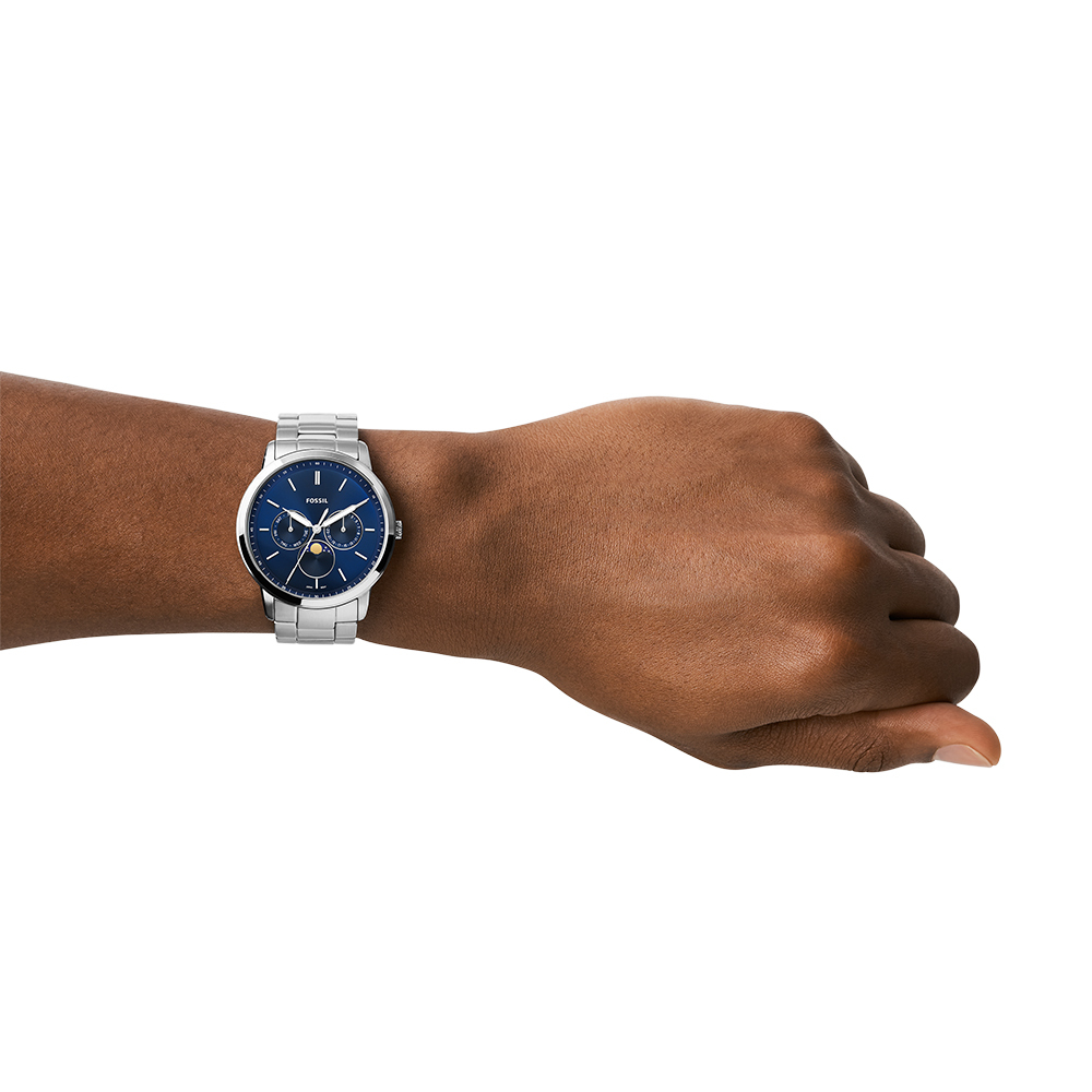 Neutra Minimalist 三眼月相男錶 銀色不鏽鋼鍊帶 42MM FS5907