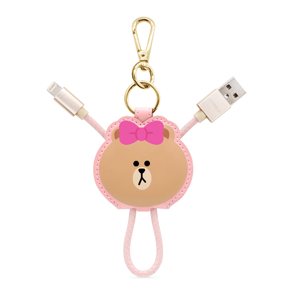 GARMMA LINE FRIENDS Apple Lightning皮革吊飾傳輸線 熊美