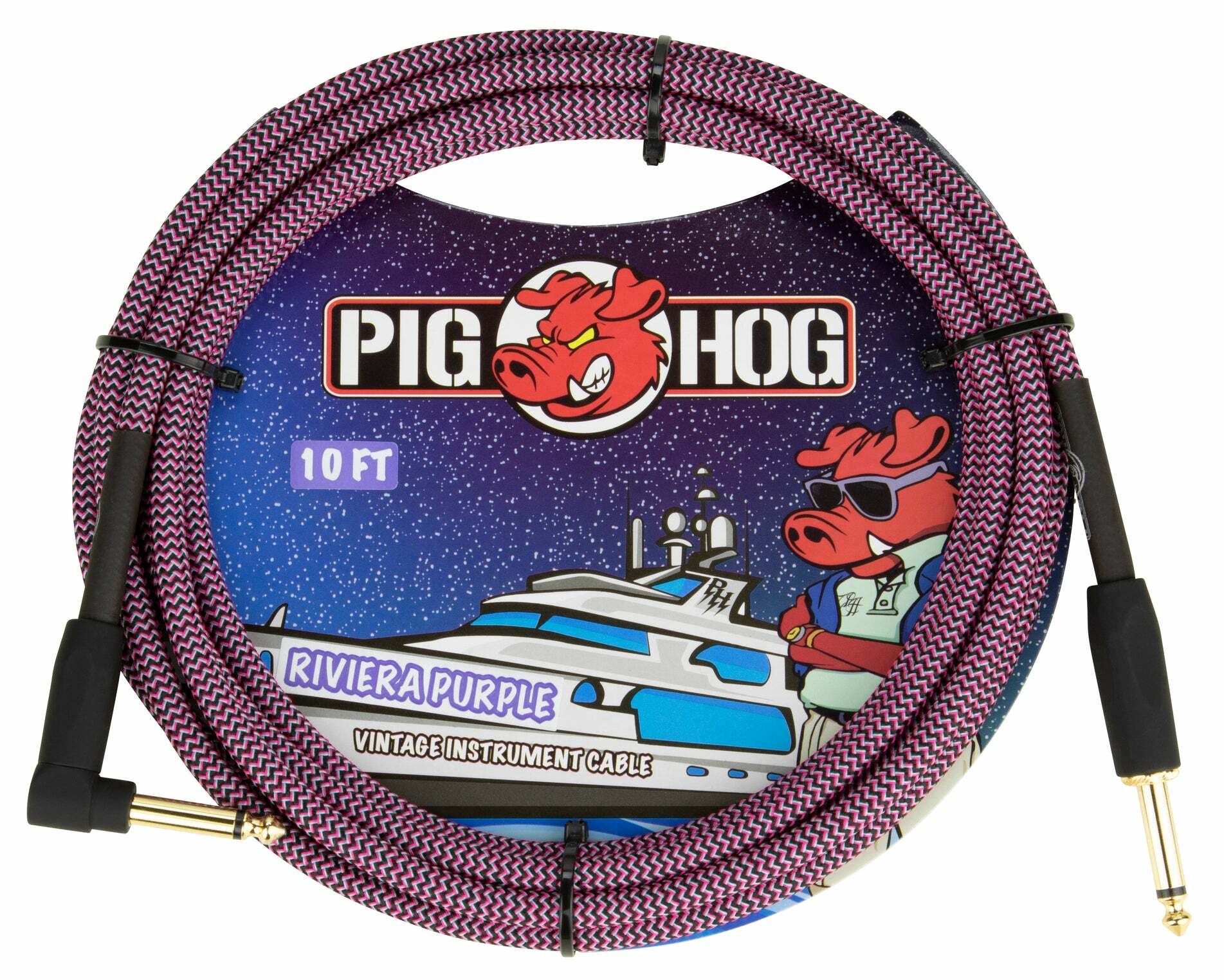 PIG HOG 淡紫黑色 IL頭 樂器導線 編織系列 Riviera Purple