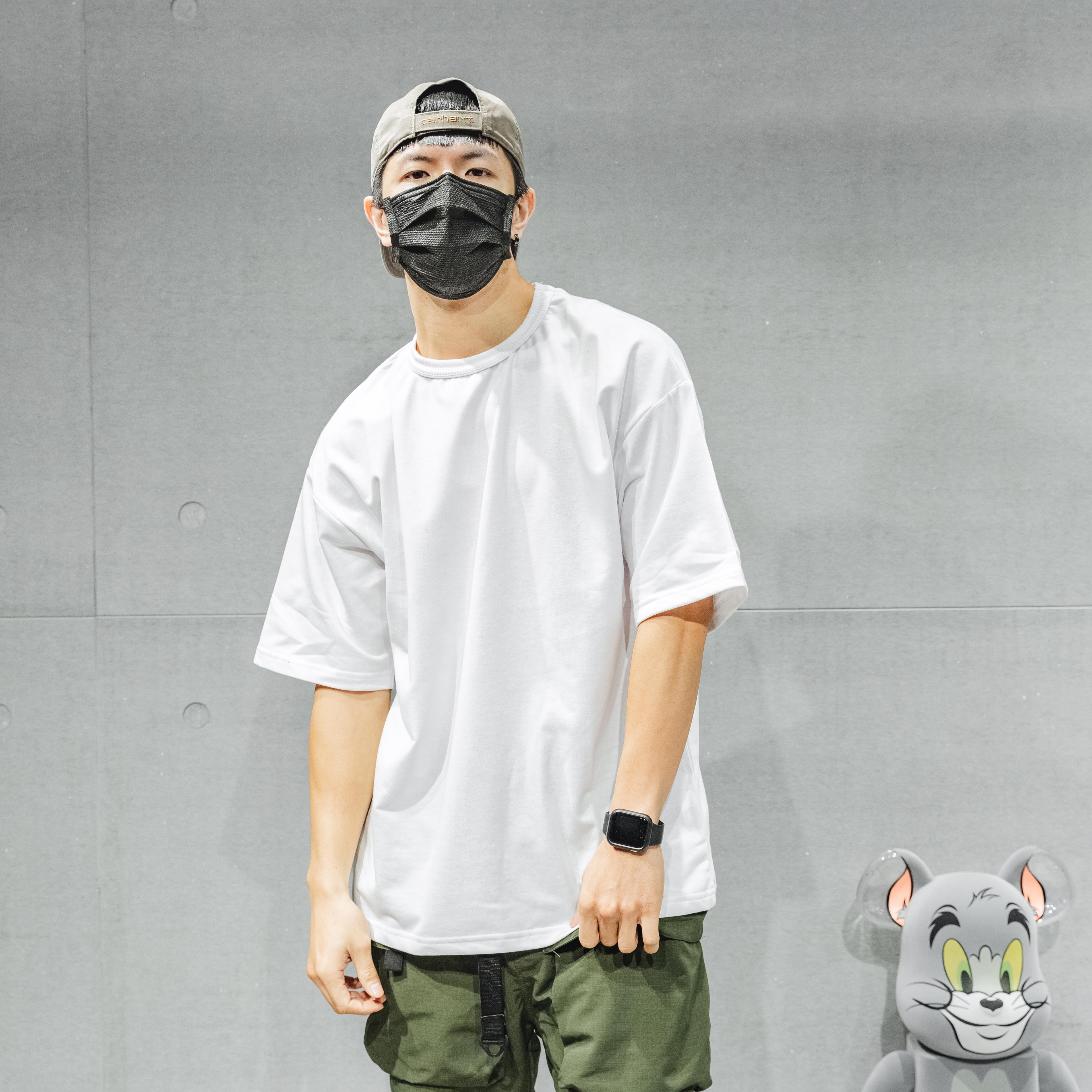 細絨布 子母領 五分袖 「口袋/無口袋」素T【KK2355】