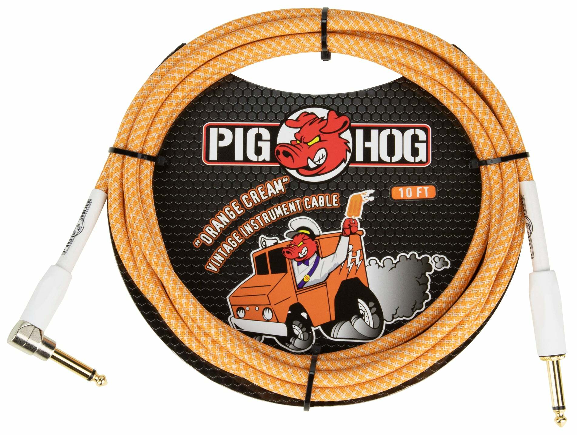PIG HOG 亮橘色 IL頭 樂器導線 編織系列 Orange Crème