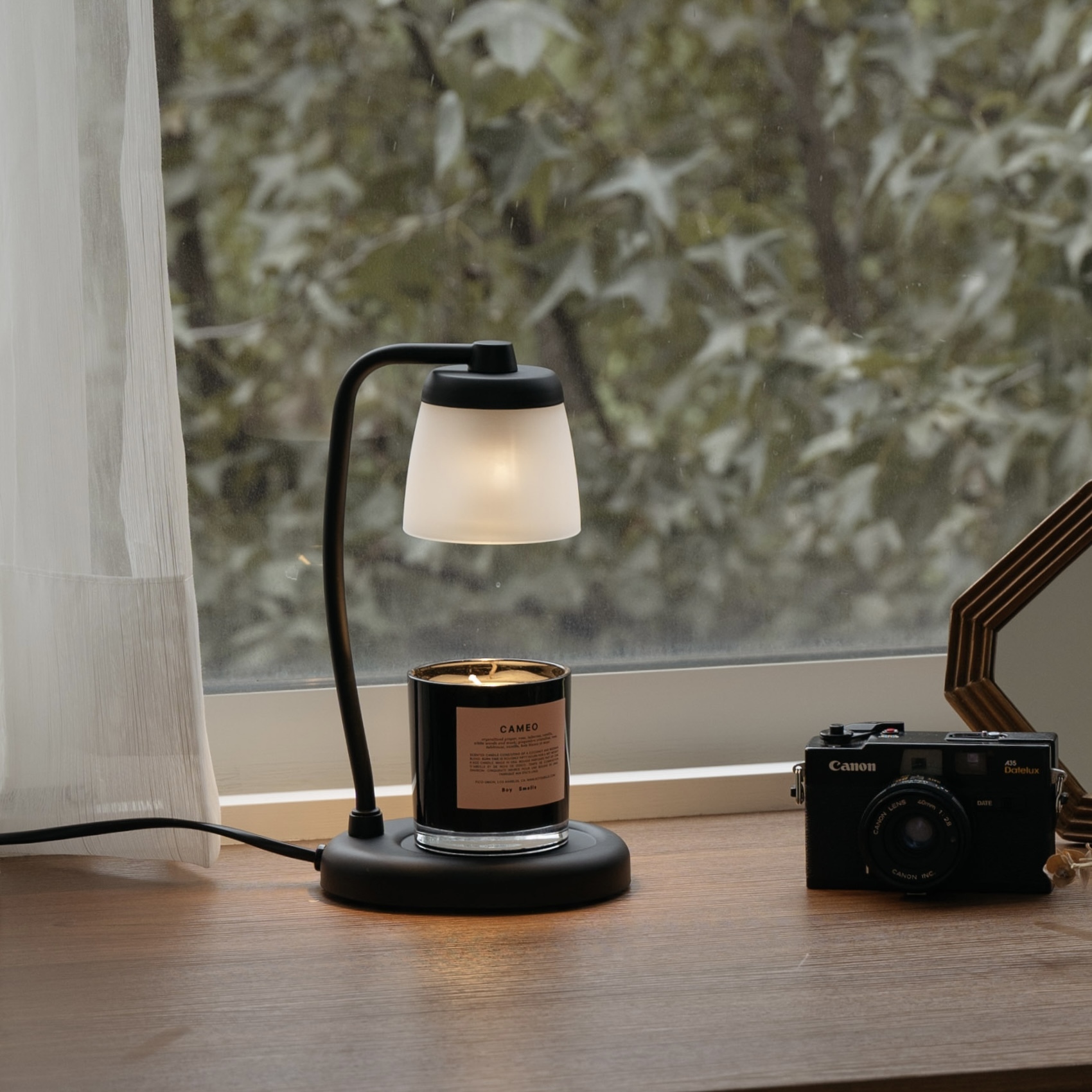 直角玻璃款 (黑色) 融蠟燈 香氛蠟燭暖燈 - HOOOME