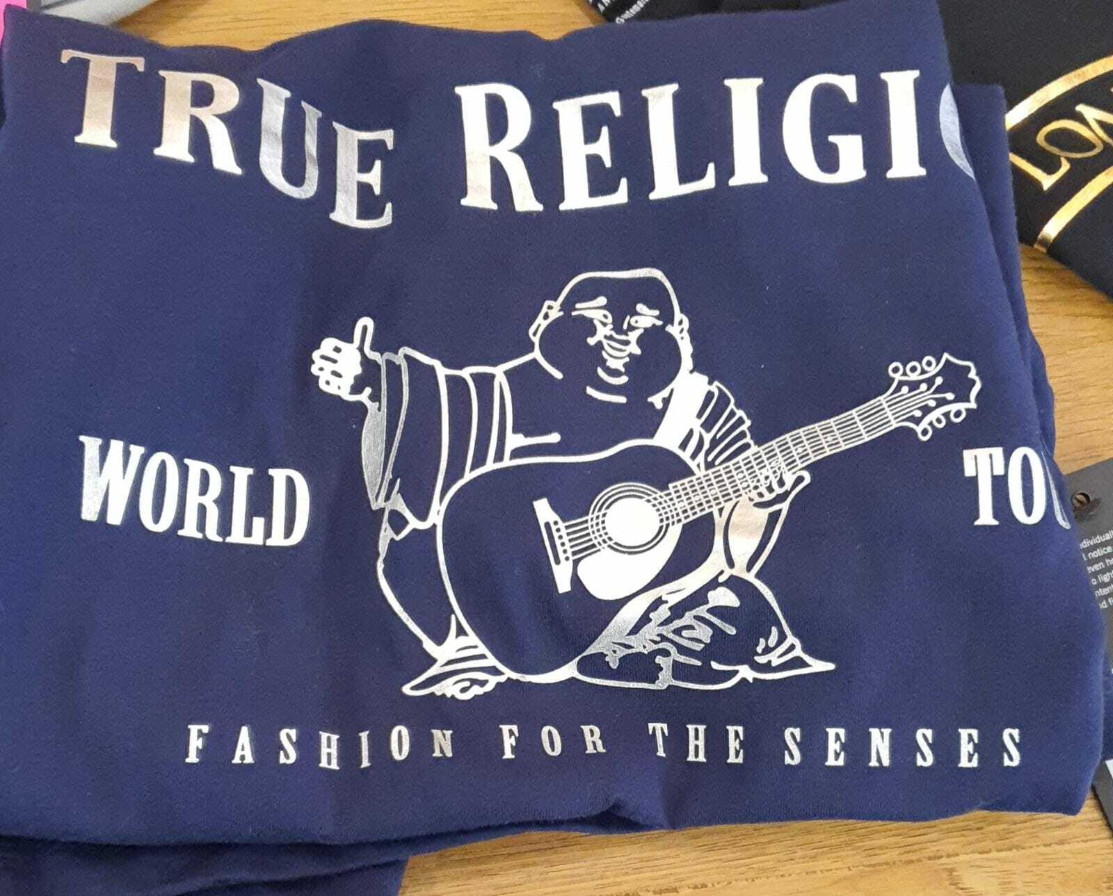 [U] TRUE RELIGION SS STAMP BUDDHA TEES,NAVY, 106346-NAVY (UTR6)
