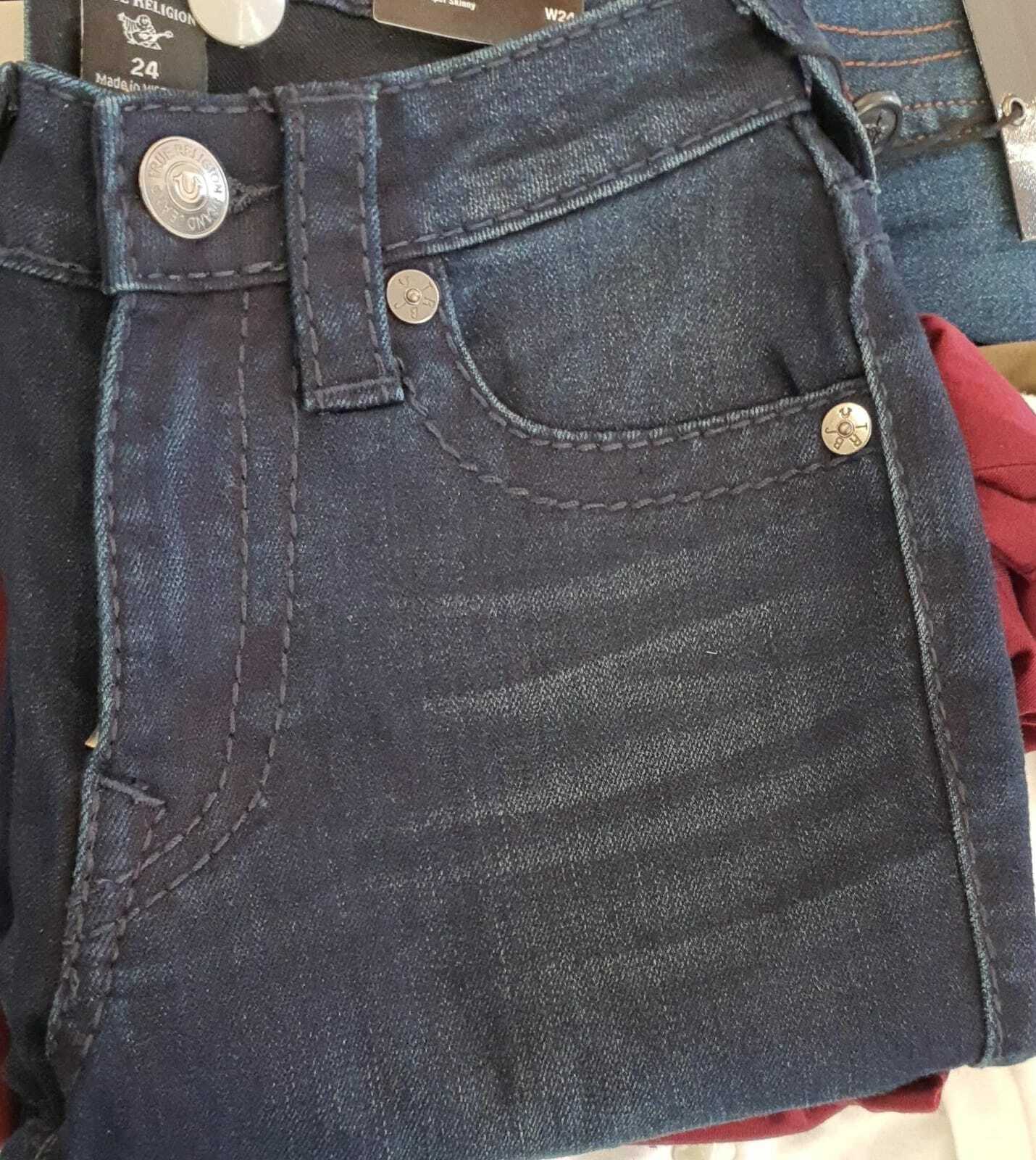 [U] TRUE RELIGION HALLE MIDRISE BIG T JEANS,DARK MINER, 204150-DARK MINER (UTR21)