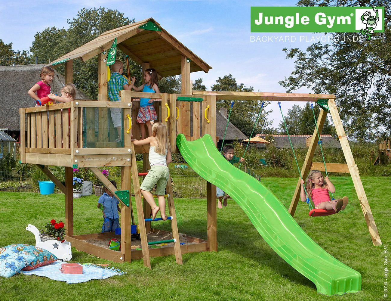 Chalet Playhouse And 2 Swing