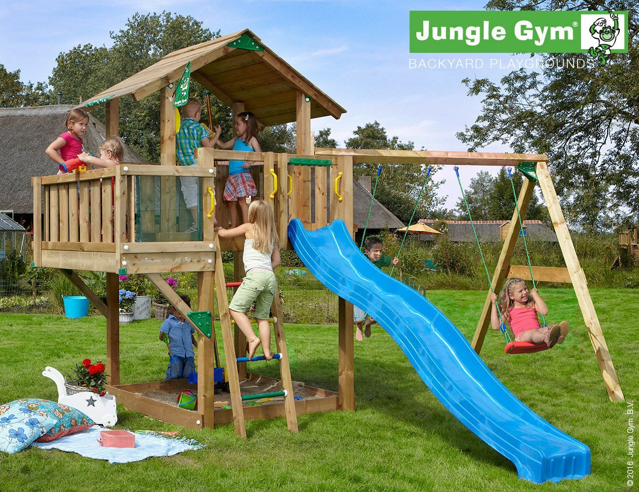Chalet Playhouse And 2 Swing