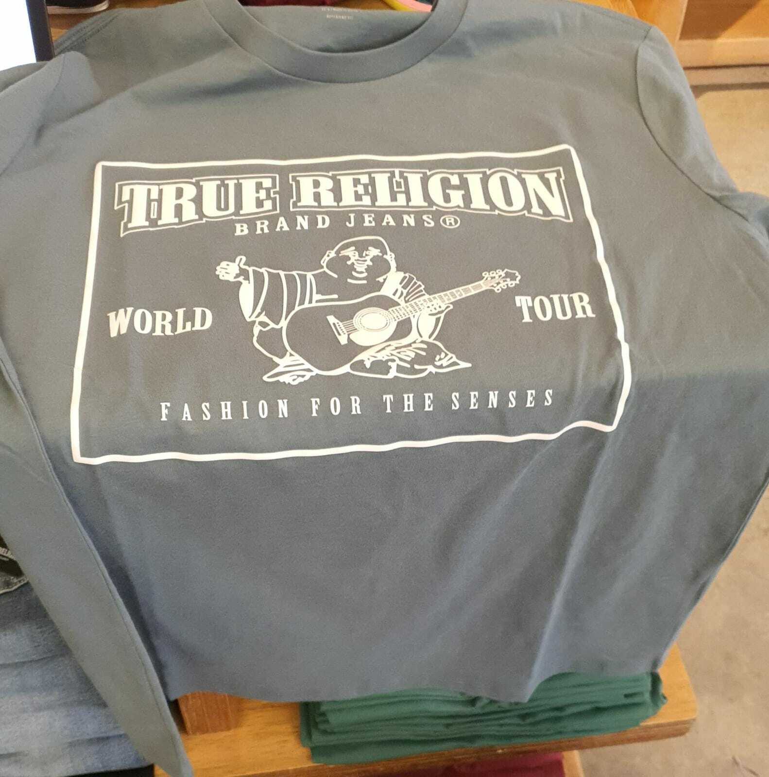 [U] TRUE RELIGION SRS LOGO BOYFRIEND TEE XS S,GREEN, 205171-BASALM GREEN (UTR40)