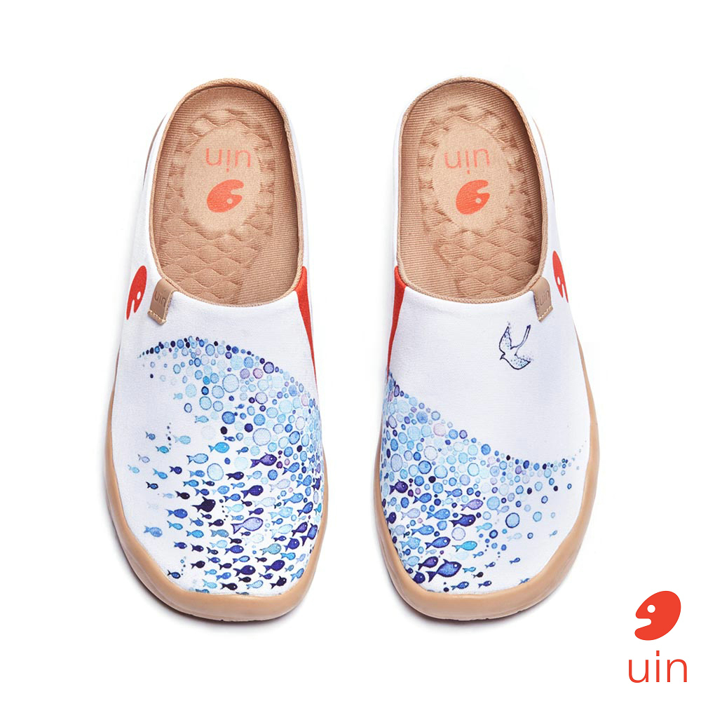 【 Uin 】西班牙原創設計 | 飛翔的魚 半拖 女鞋 彩繪鞋 休閒鞋 懶人鞋
