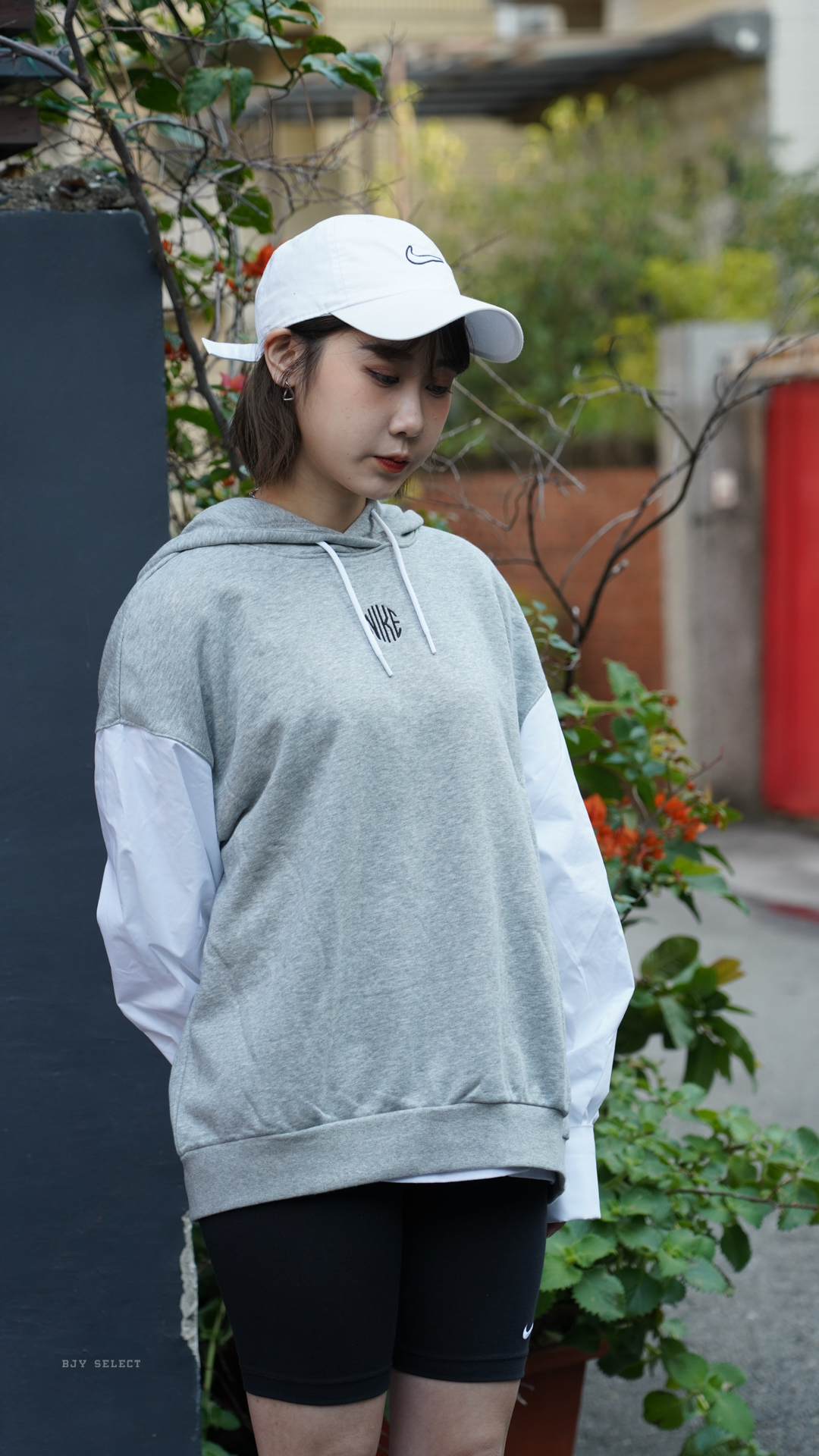 #現貨 NIKE 拼接 襯衫袖 金勾別針 毛巾底 帽T DD5053-063 灰_303