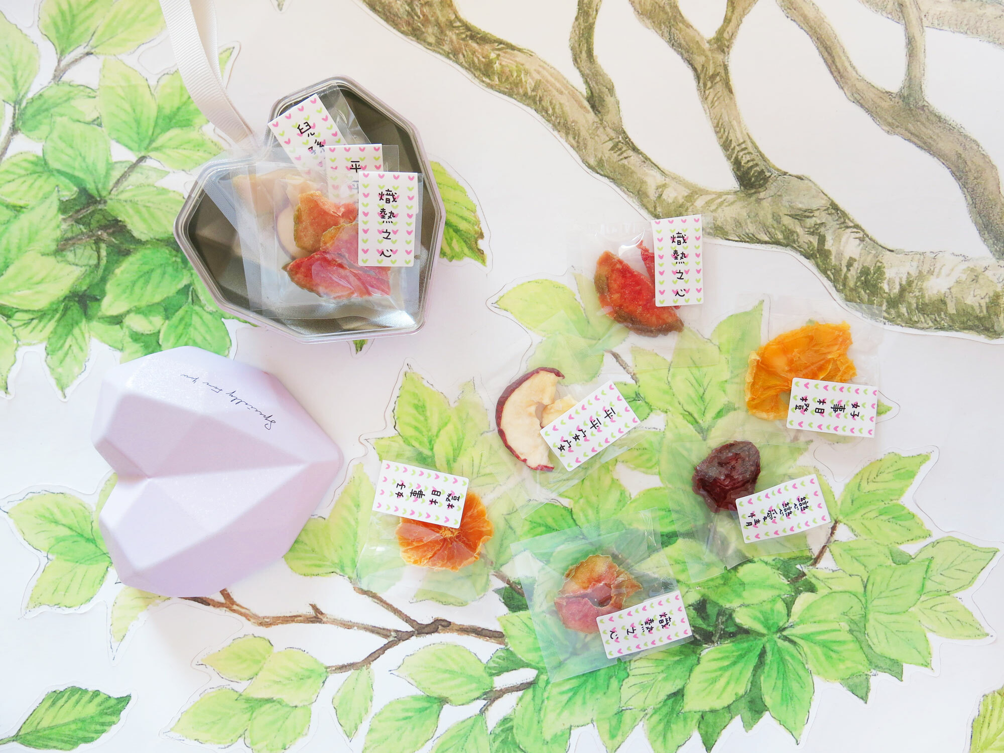 祝福之心婚禮粉紫愛心水果乾小提盒(8包入)