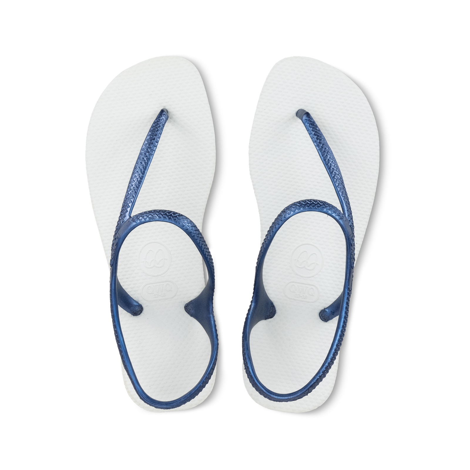 Urban綁帶涼鞋 女款珠光雙色 【牛奶白】藍鞋帶 腳型修長款