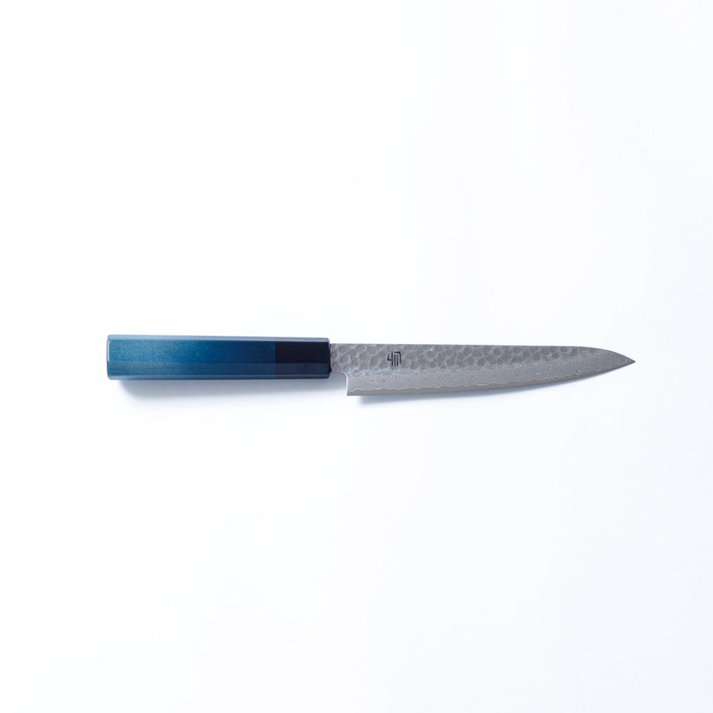 藍包丁 新蔬果刀 150mm VG10鋼 鎚目 大馬士革
