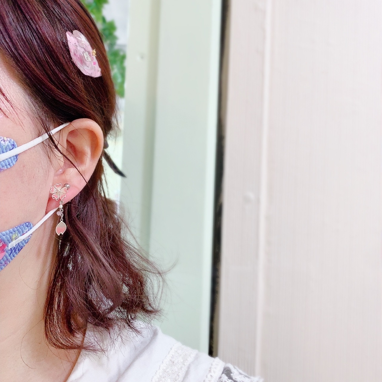 [日本制] 櫻花花瓣飄下耳環