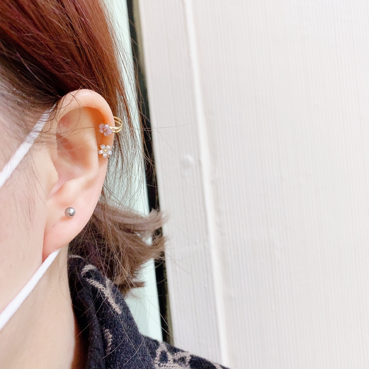 [日本制] 細粒花花耳骨耳夾