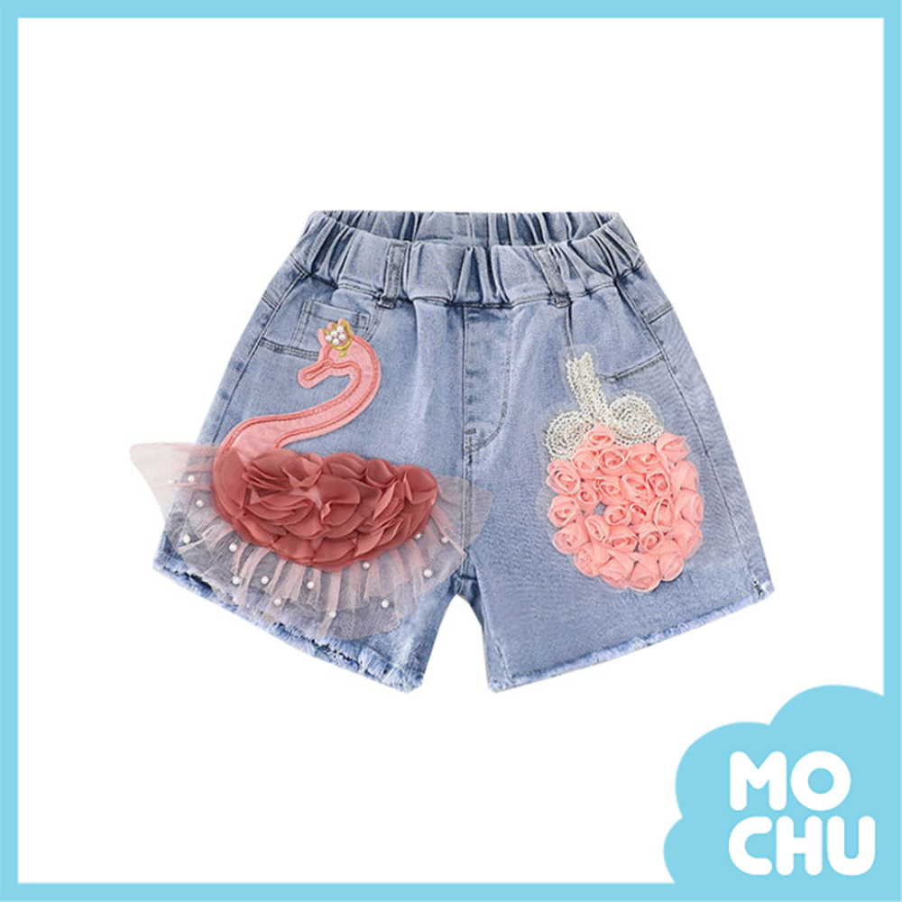浮誇小天鵝貼布牛仔短褲