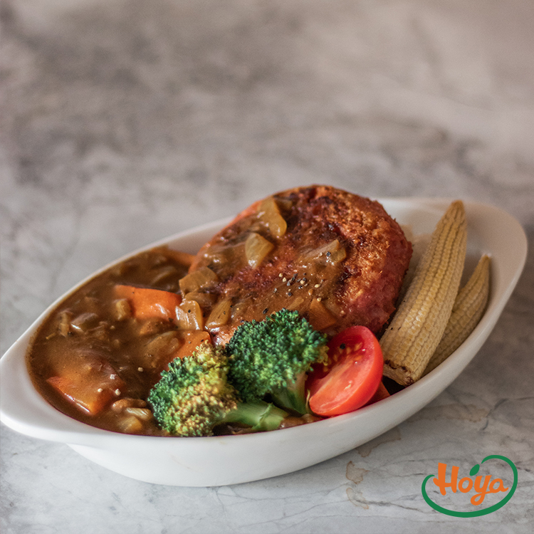 ｜食譜｜蔬食咖哩佐漢堡排