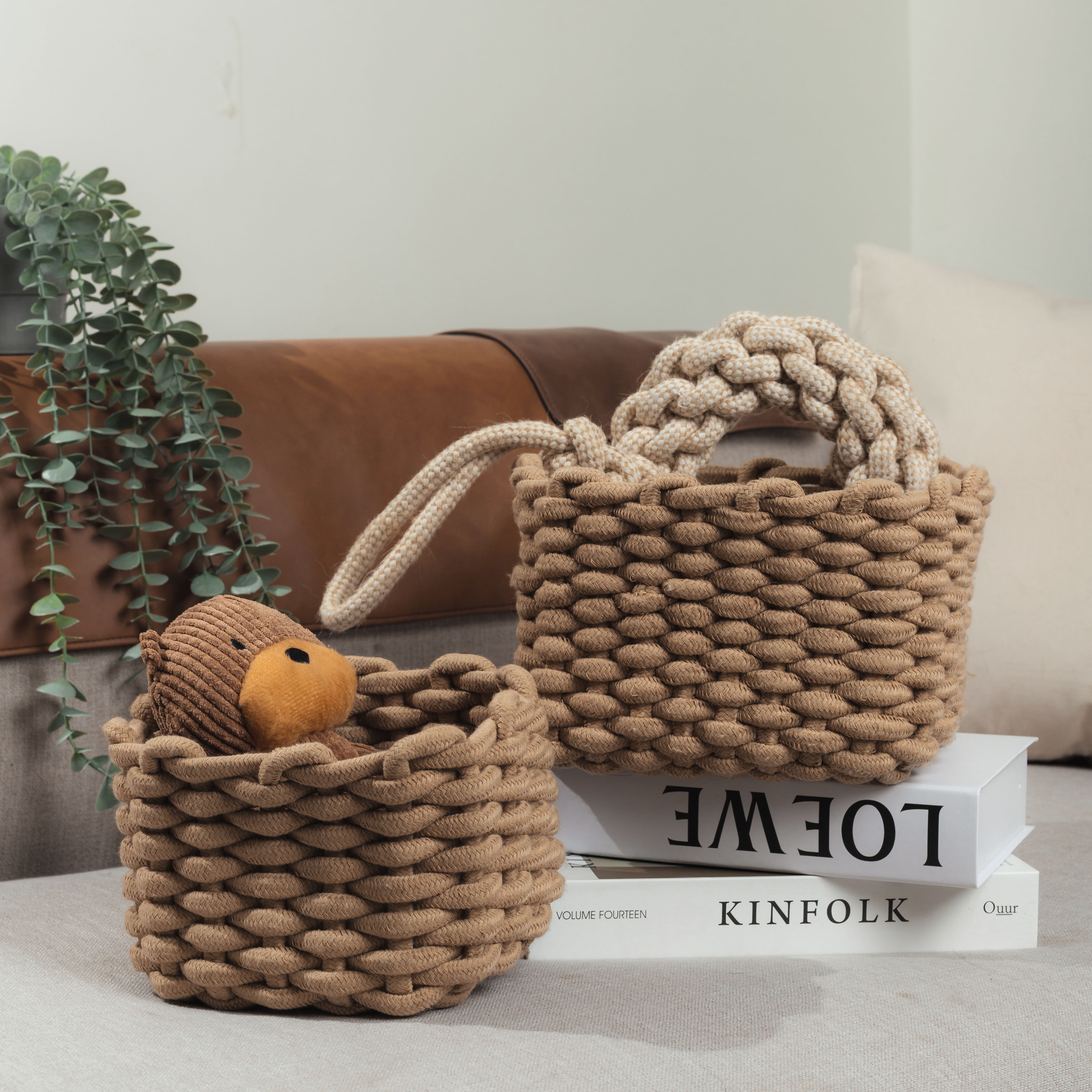 編織收納籃/玩具收納(卡其) - LeapSelect