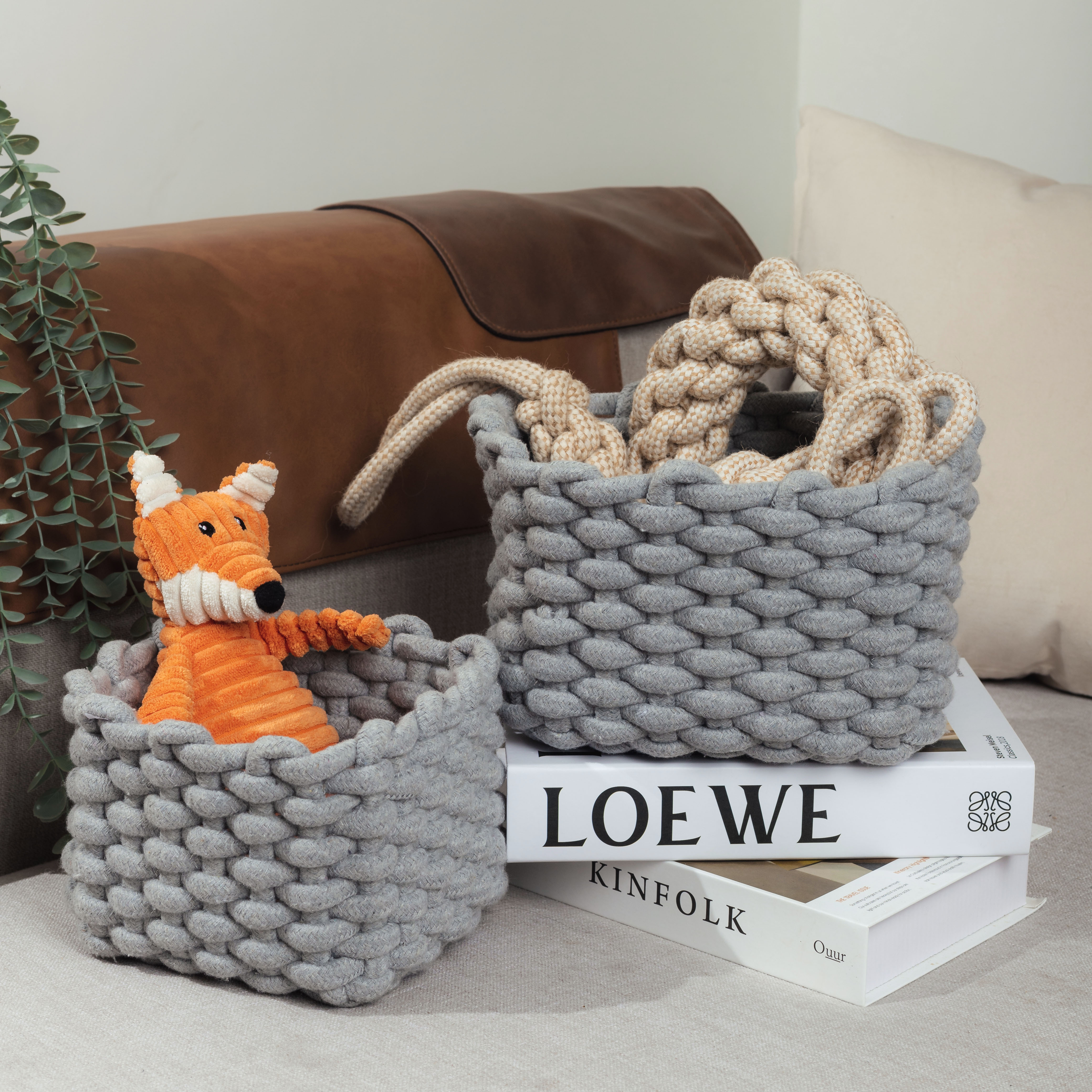 編織收納籃/玩具收納(霧灰) - LeapSelect