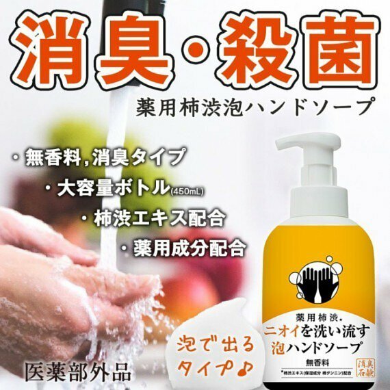 日本藥用柿子汁消臭除菌泡泡洗手液 450ml
