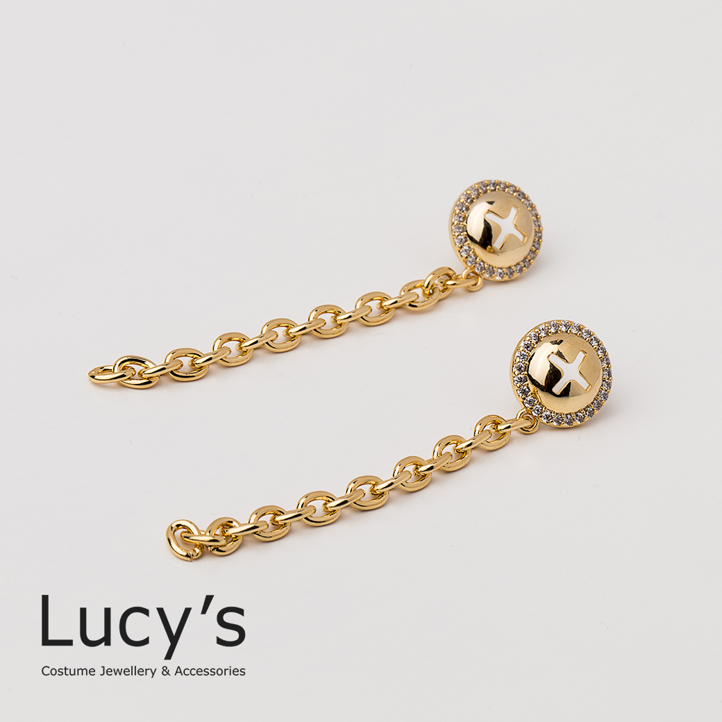 鈕扣鎖鏈 耳環 (99384)