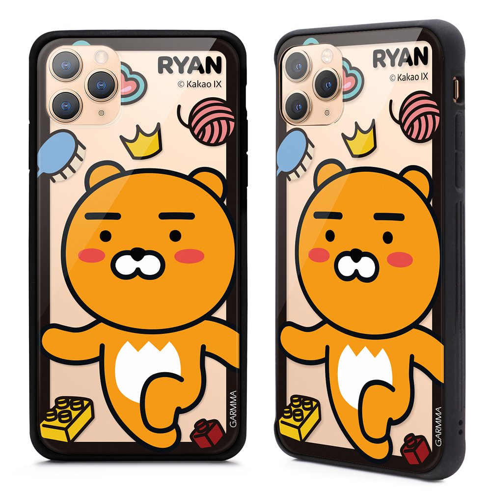 GARMMA KAKAO FRIENDS iPhone 11系列 四角防撞玻璃殼  臉紅紅RYAN