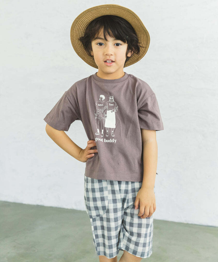 日本PAIRMANON 手繪人像 短袖純棉上衣 (粉紅色，90) MN2SSRT303