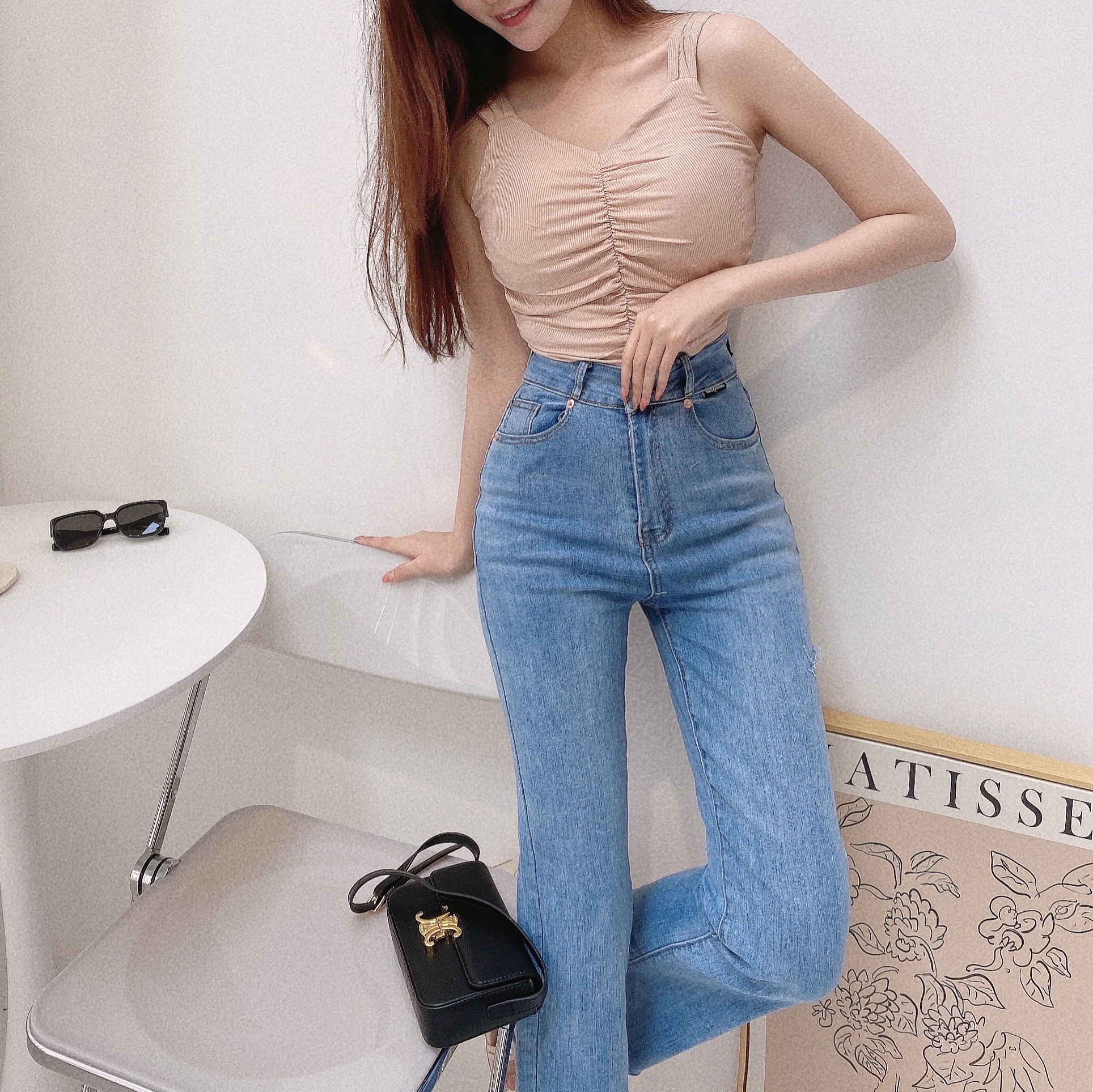 桃心抓皺胸墊背心/三色