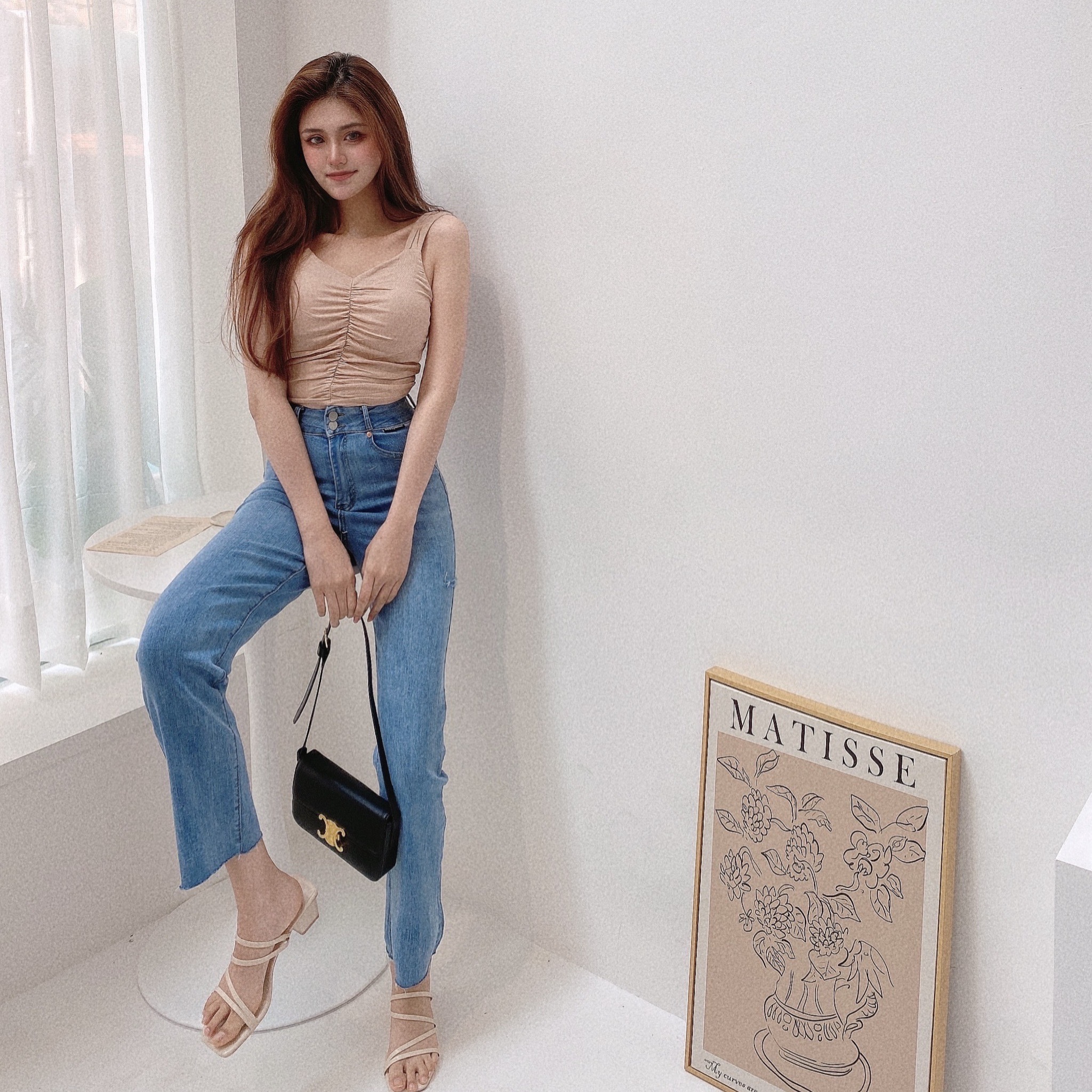 桃心抓皺胸墊背心/三色