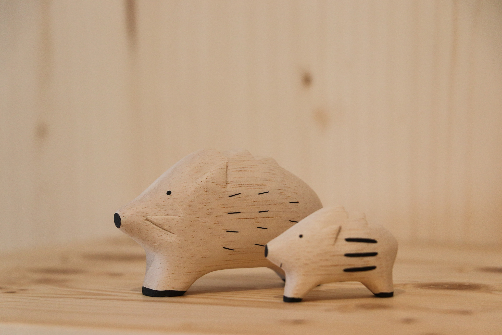 T-lab 山豬親子 木雕