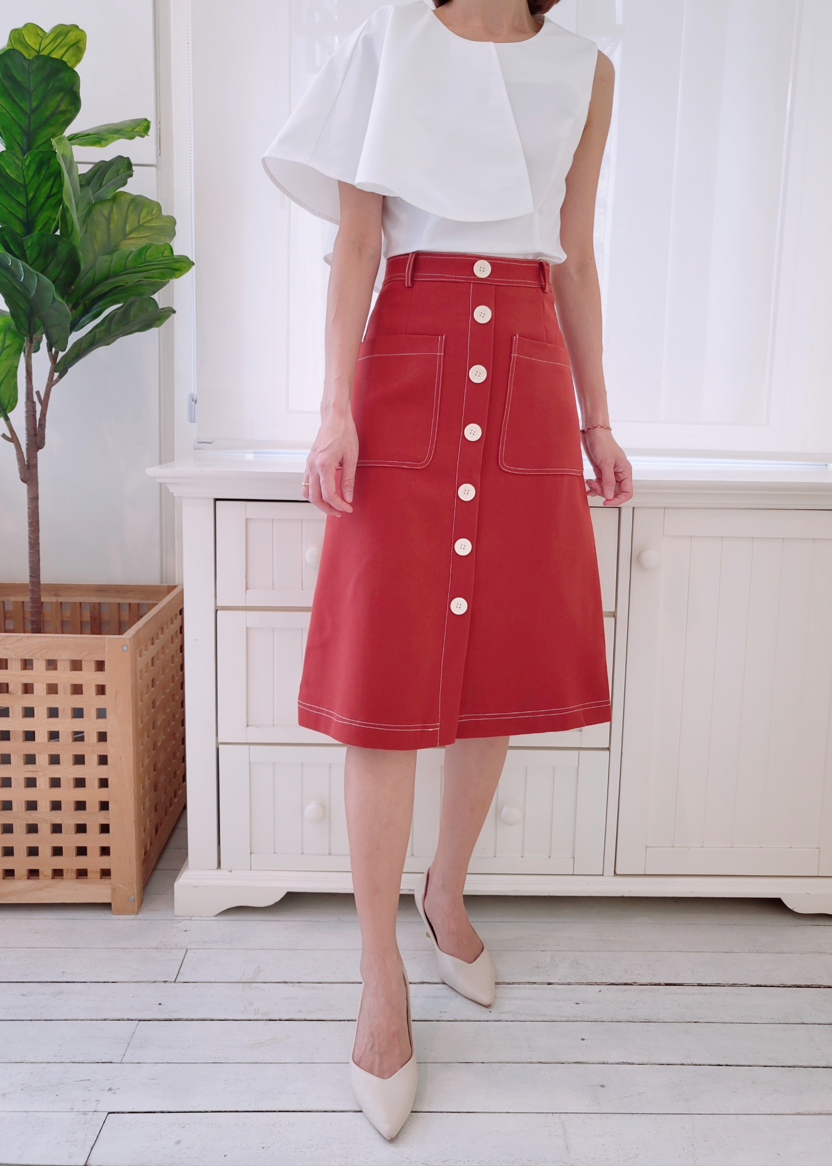 HIGH WAIST DUAL POCKET ALINE SKIRT