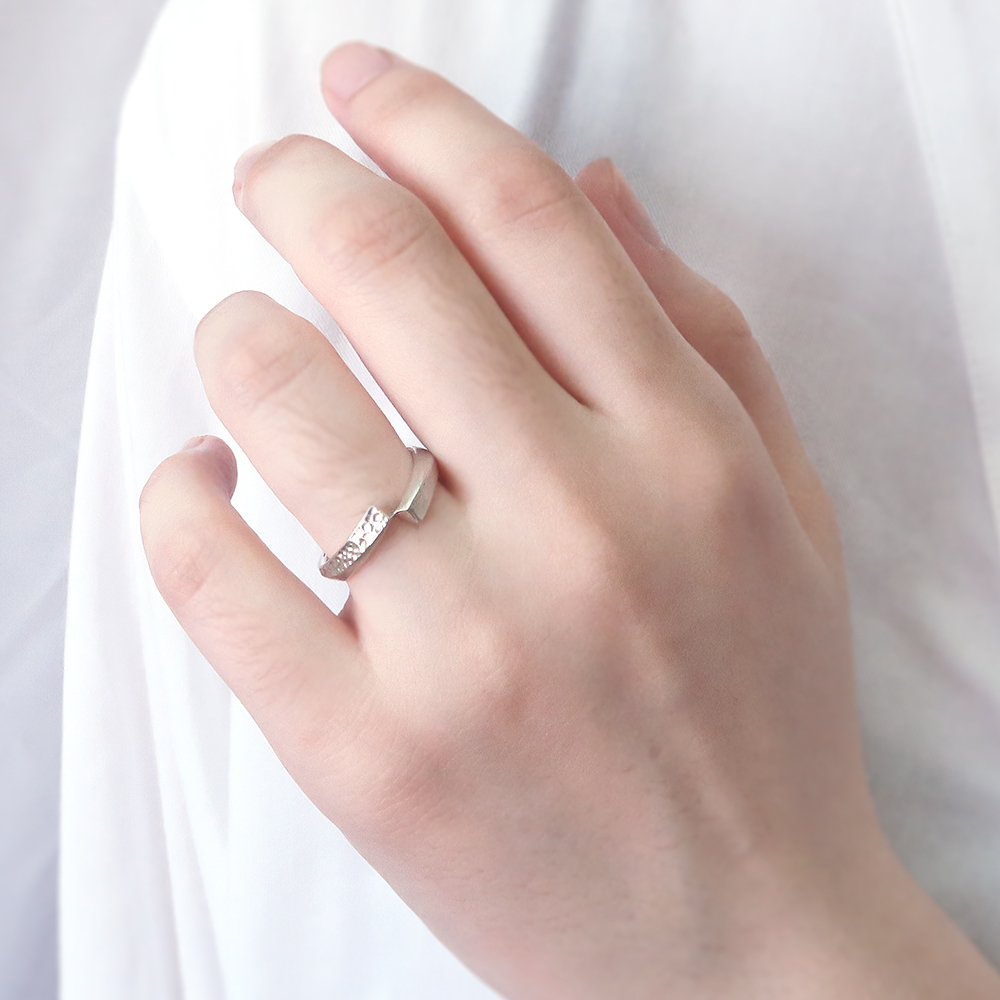 晝夜銀戒〈白晝〉情侶款 女戒 刻字訂製 925純銀戒指