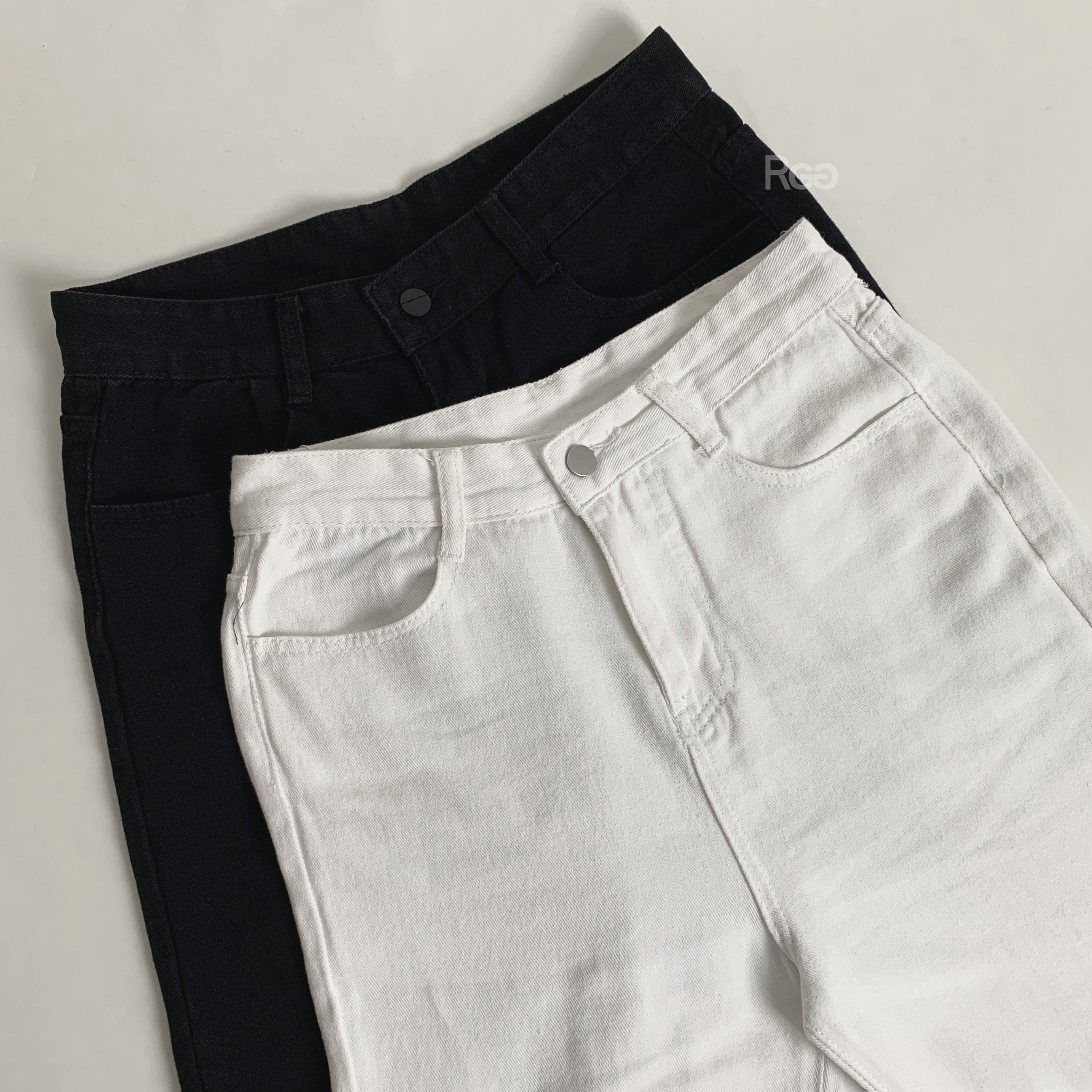 #T77 直筒寬版 雙色 牛仔褲